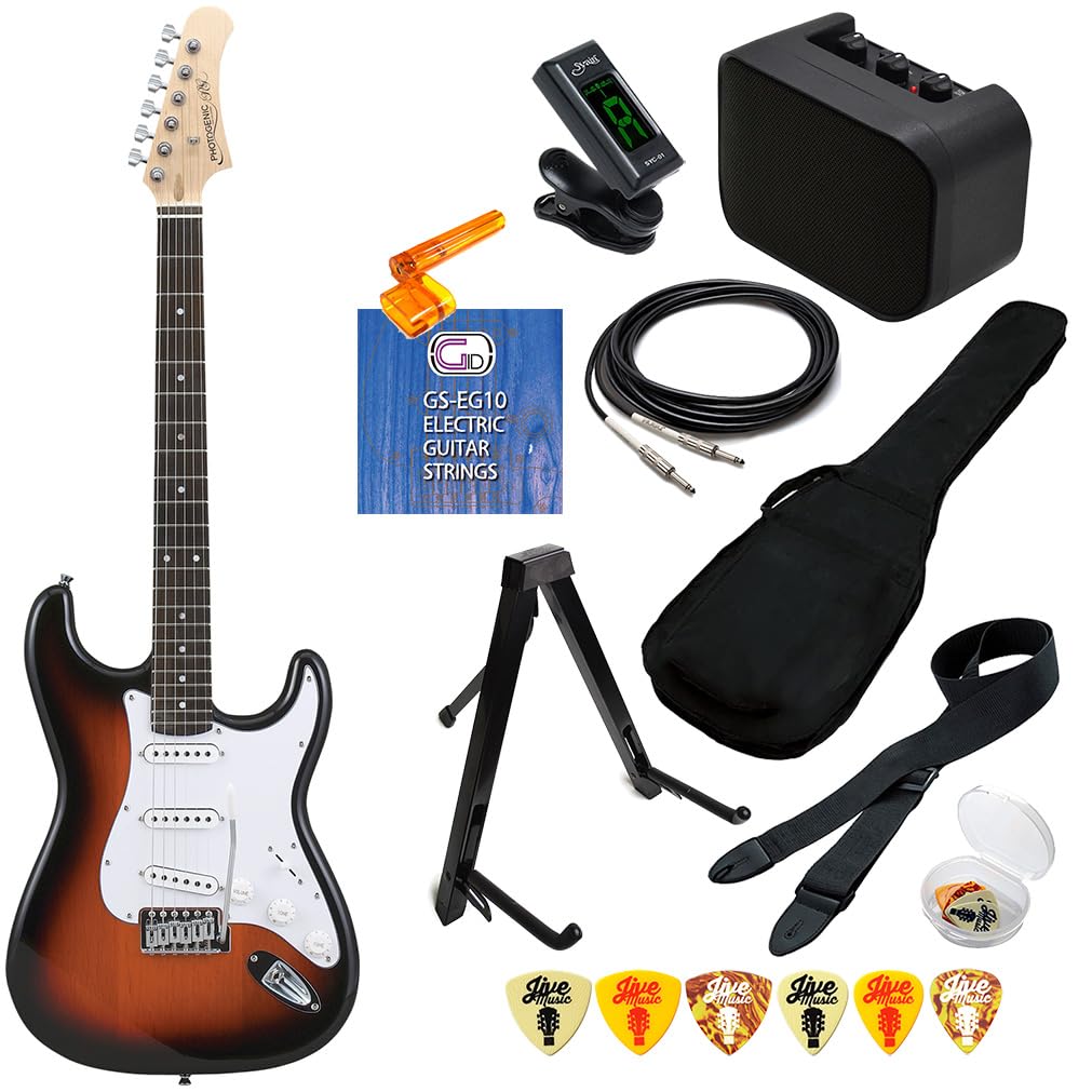 Amazon | エレキギター 初心者セット 11点 PhotoGenic ST180 SB サン