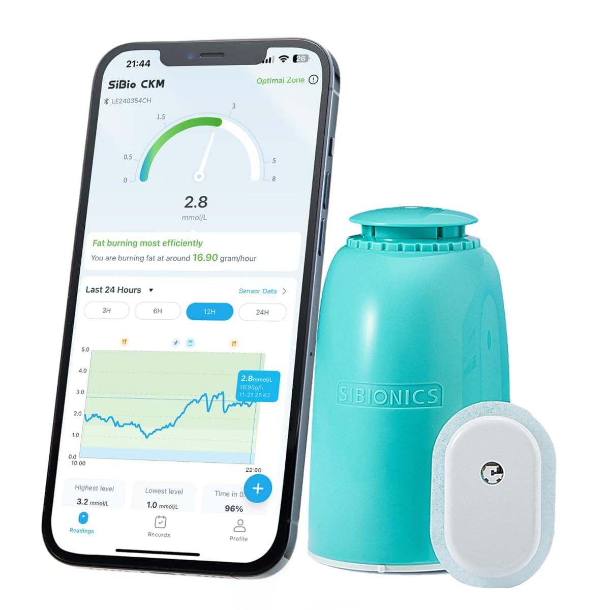 SIBIO KS1 CKM Continuous Ketone Monitor Sensor, 14-Day Real-Time