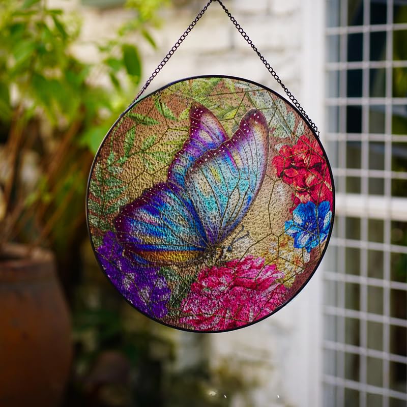 Amazon.co.jp: ZOYWEEZOY 蝶 ステンドグラス 窓掛け 7.9インチ 両面