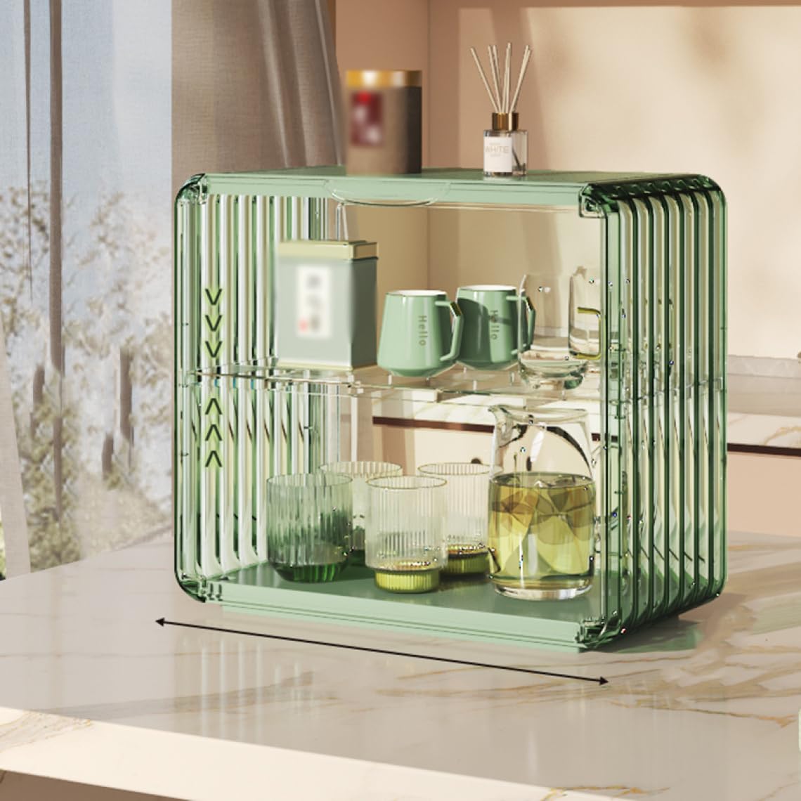 Amazon｜[VANDROUP] 食器棚 組み立て式 おしゃれ ガラス