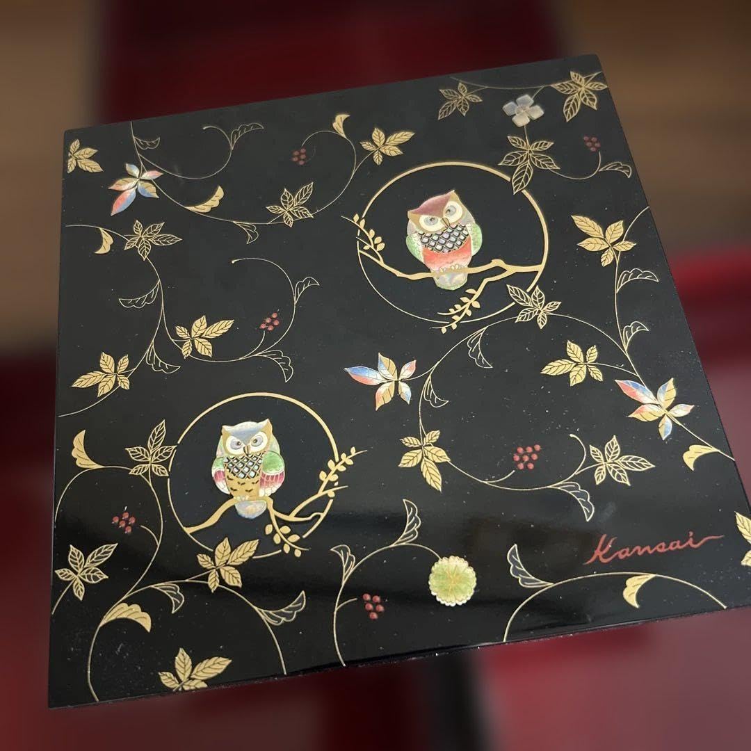Amazon.co.jp: Kansai 漆器 重箱 フクロウ模様 山本寛斎ブランド 三段