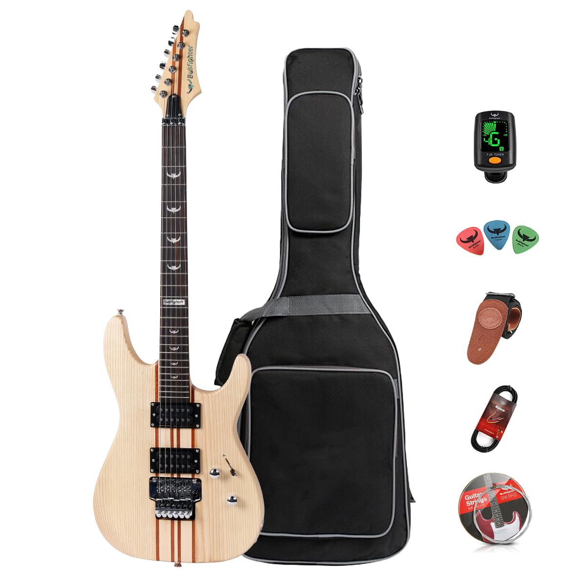 Amazon | Bullfighter エルム材のスルーネック、ダブルトレモロエレキ