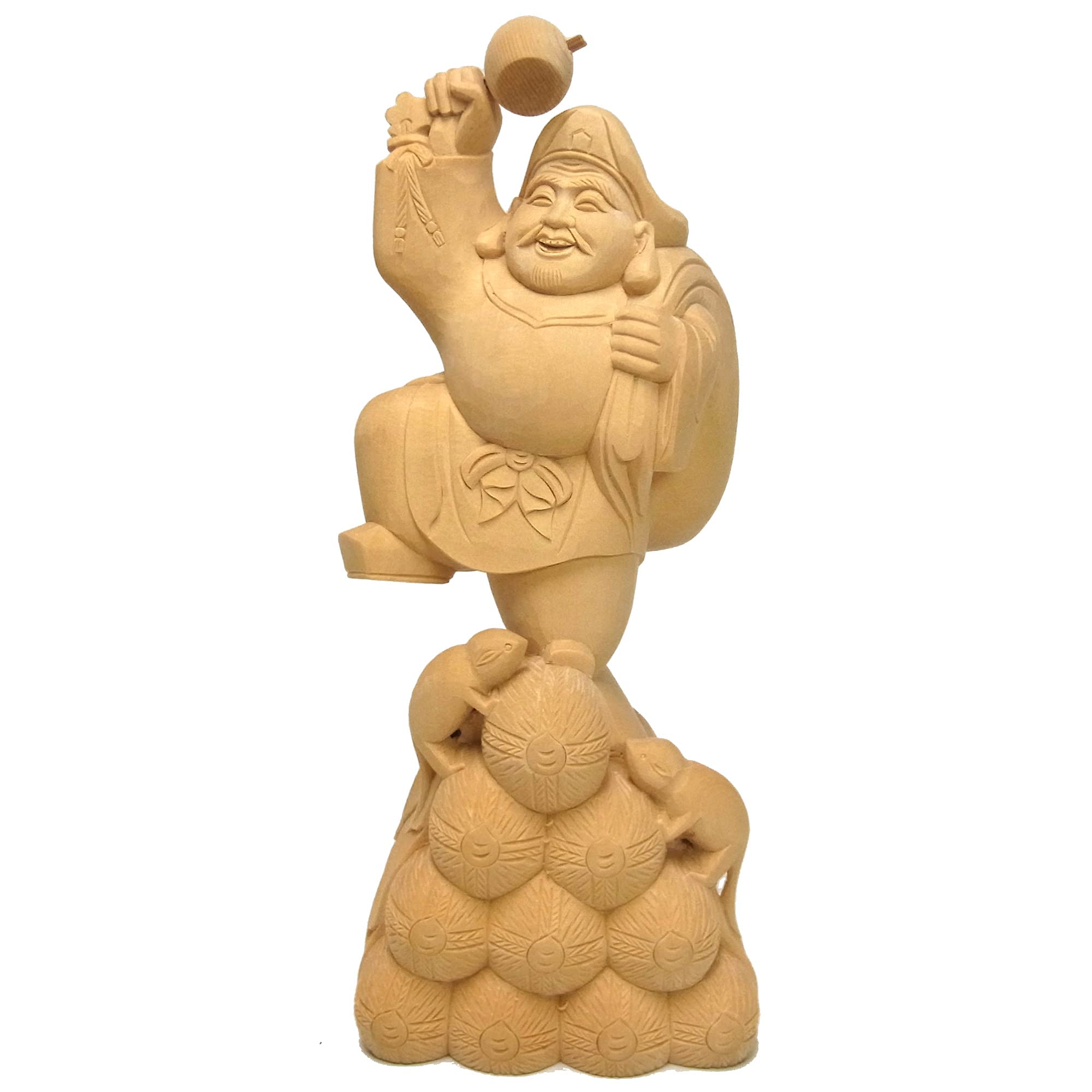 Amazon.co.jp: 桧 木彫りの大黒天 ねずみ付き 24cm : ホーム＆キッチン