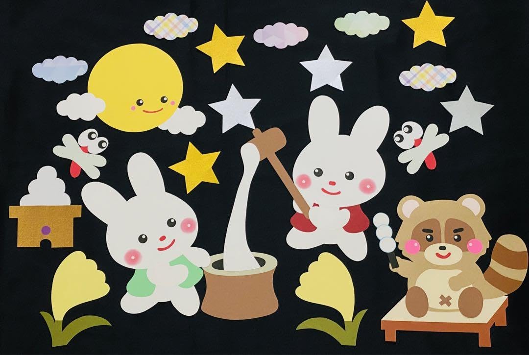 Amazon.co.jp: 9月 壁面飾り 十五夜 お月見 うさぎ もちつき : DIY