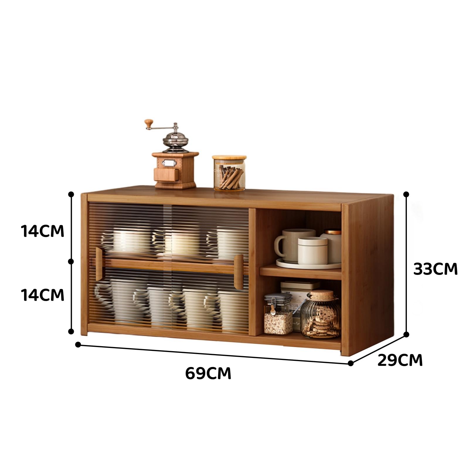 Amazon｜収納キャビネット 食器棚 アクリル扉 ミニ食器棚 キッチン収納