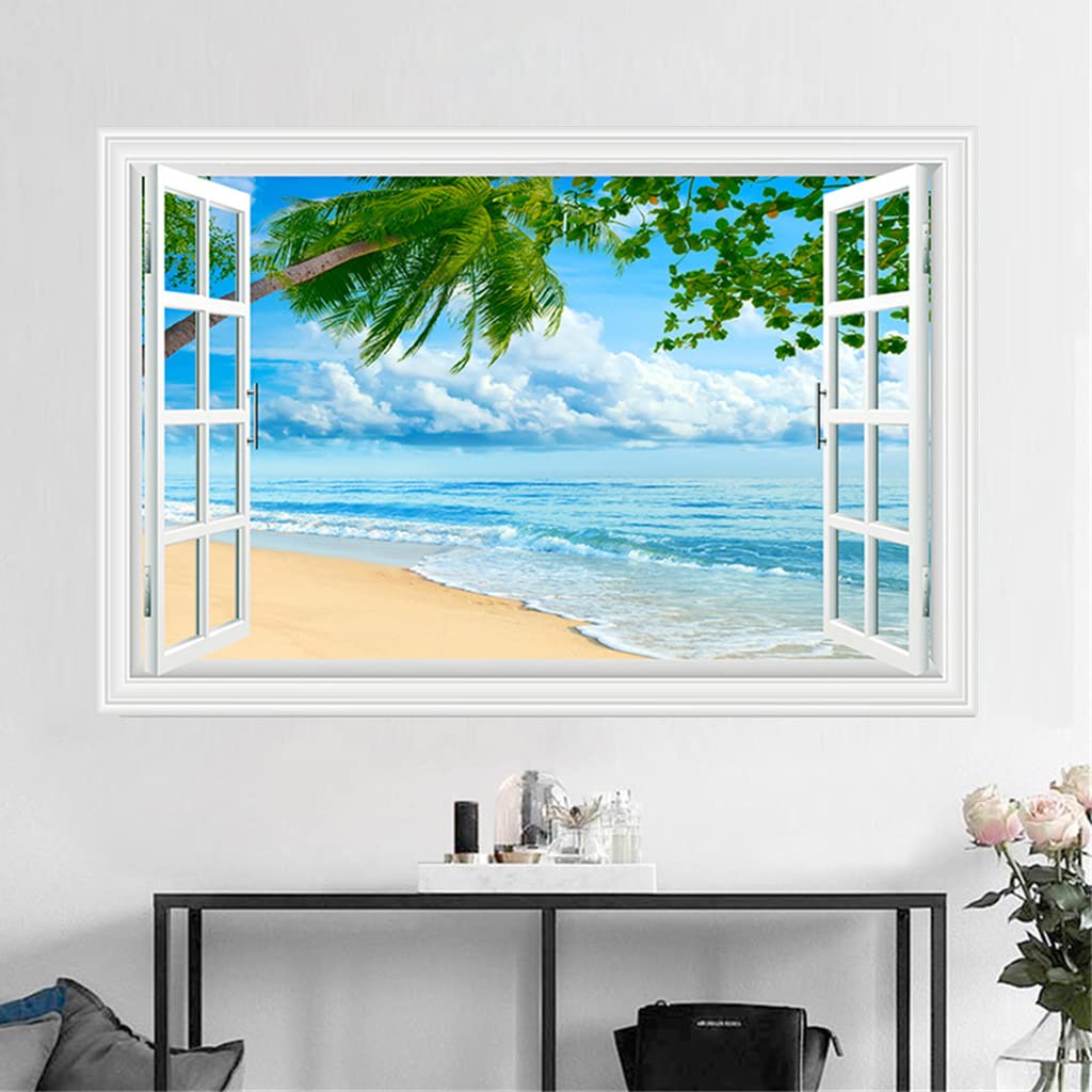 Amazon.co.jp: HOTIYOK 偽窓 ステッカー ウォールステッカー 窓 海 窓