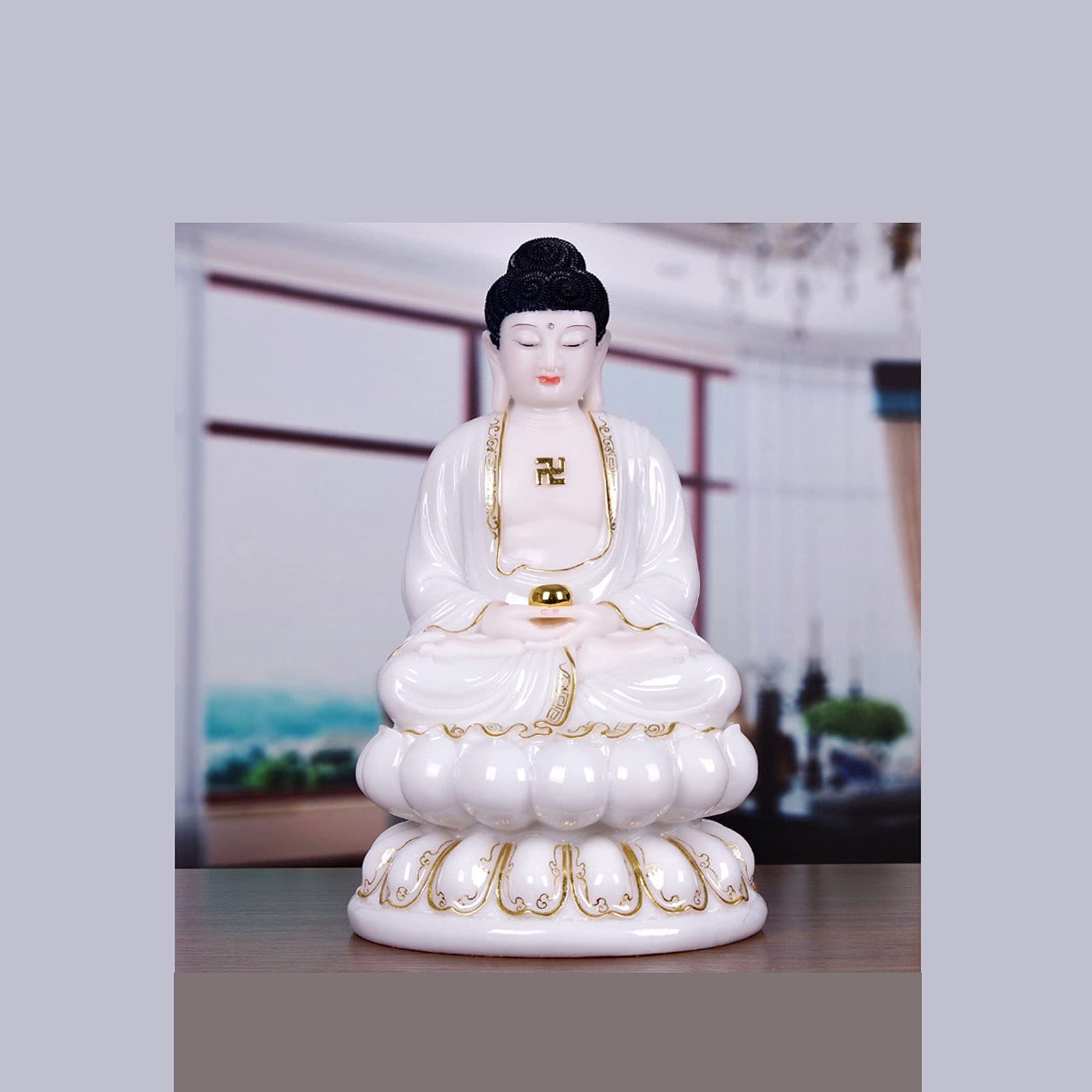 Amazon.co.jp: 着席仏像 仏像世帯の翡翠仏像彫刻飾りアートクラフト