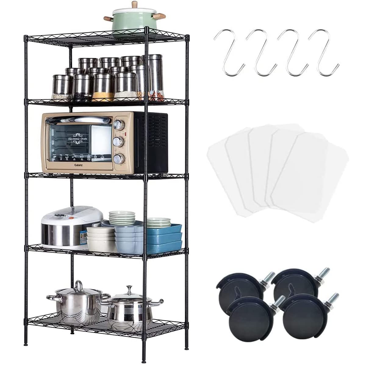 Amazon｜スチールラック メタルラック キッチンラック 本体 高さ調節 5