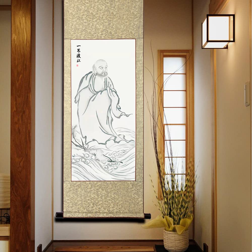 Amazon.co.jp: 画家手描き 掛軸 掛け軸 おしゃれ 水墨画 菩提達磨大師