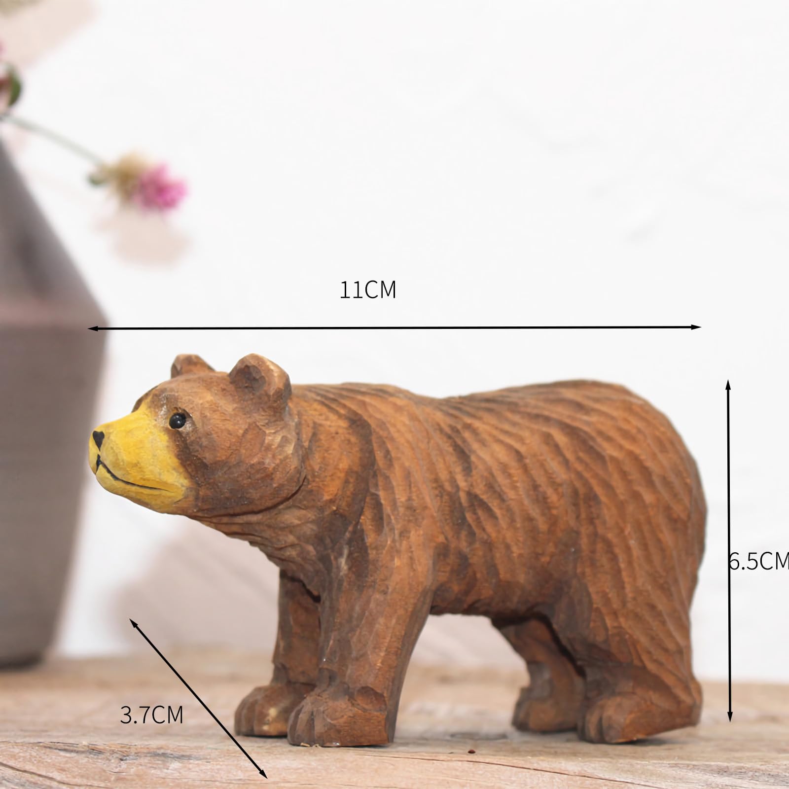 Amazon.co.jp: TALKLEK 手彫り 木製 ツキノワグマ 置物 木彫り 木製 熊