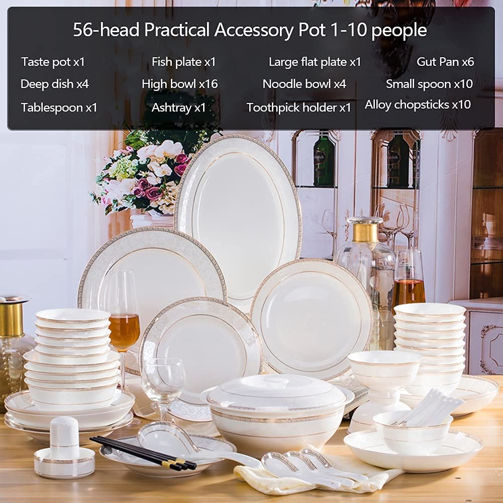 Amazon.co.jp: 56 個セラミック食器セットボーンチャイナ食器皿