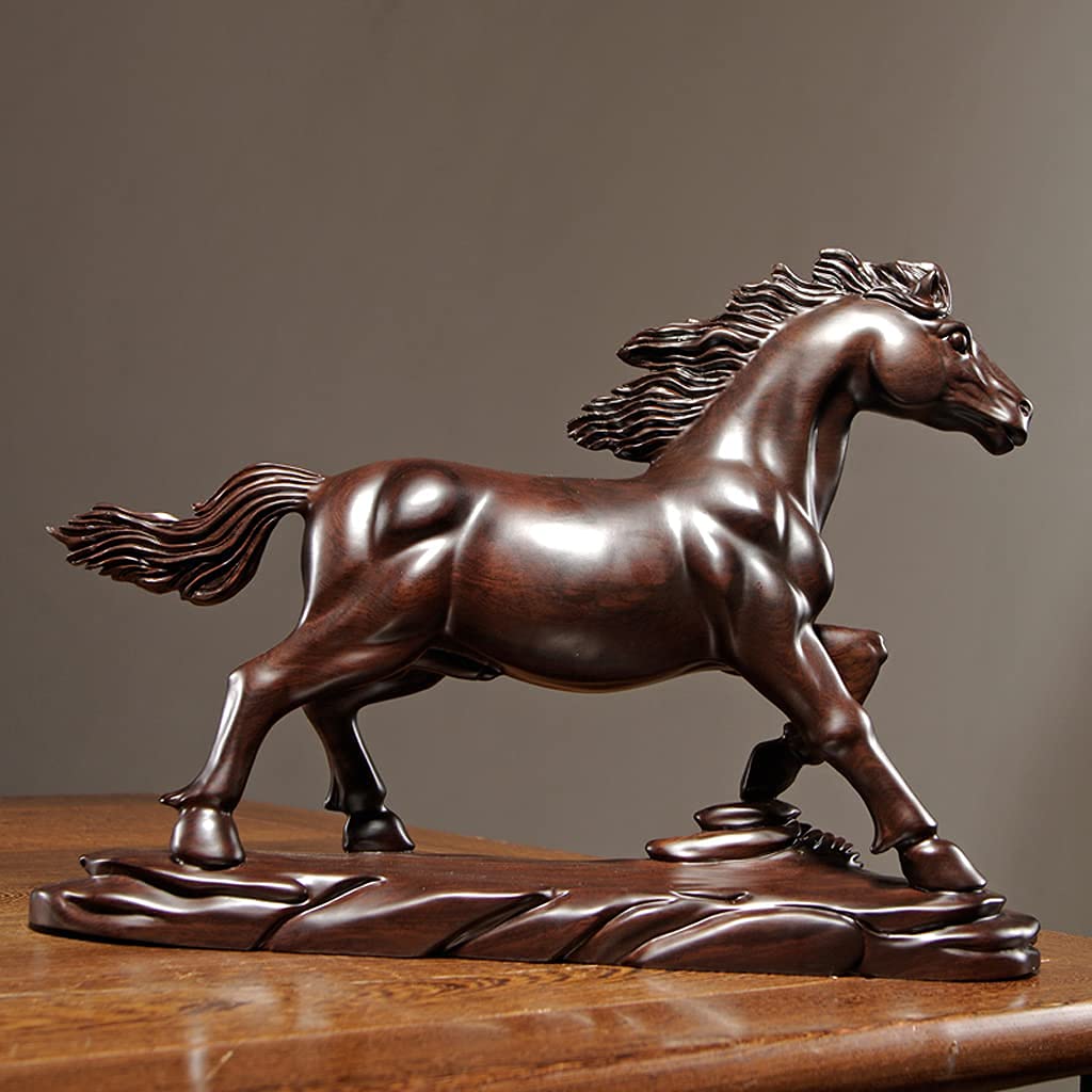 Amazon.co.jp: 置物 オブジェ 馬 高級天然黒檀木彫り 木製彫刻 工芸品