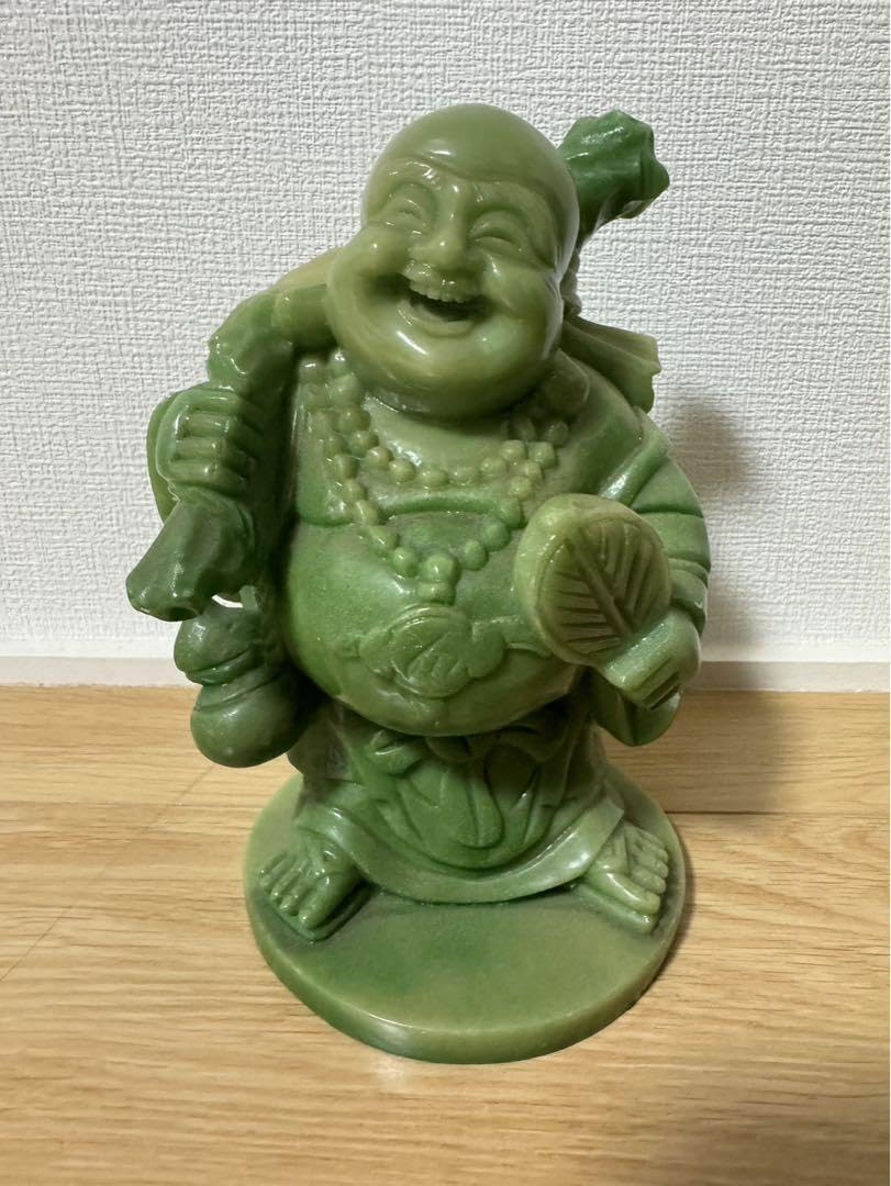 Amazon.co.jp: 大黒様 七福神 翡翠グリーン 石 置物 彫刻 古美術布袋様