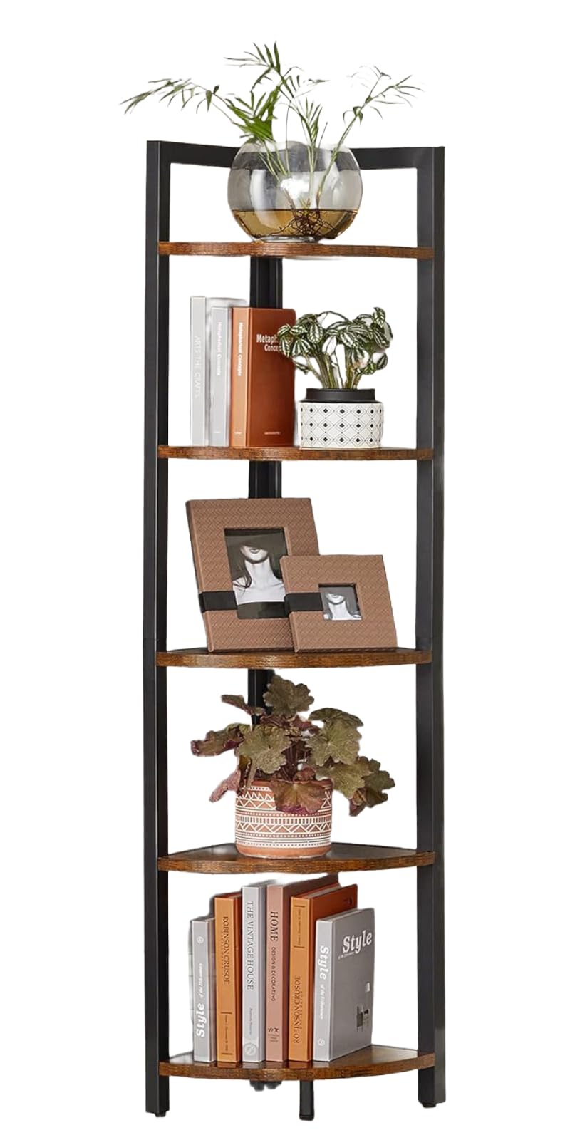 Amazon｜VASAGLE オープンラックコーナーシェルフ 木製 5段 省スペース