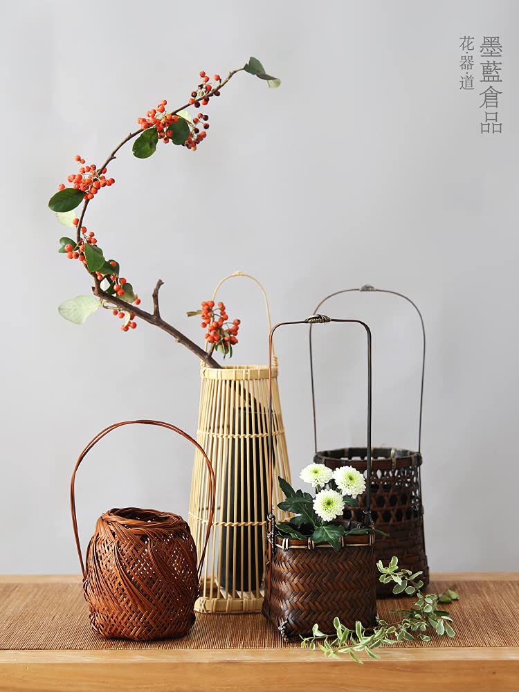 Amazon.co.jp: Sugazoon 和風 竹編み 花器 花瓶 竹器 丸い月のデザイン