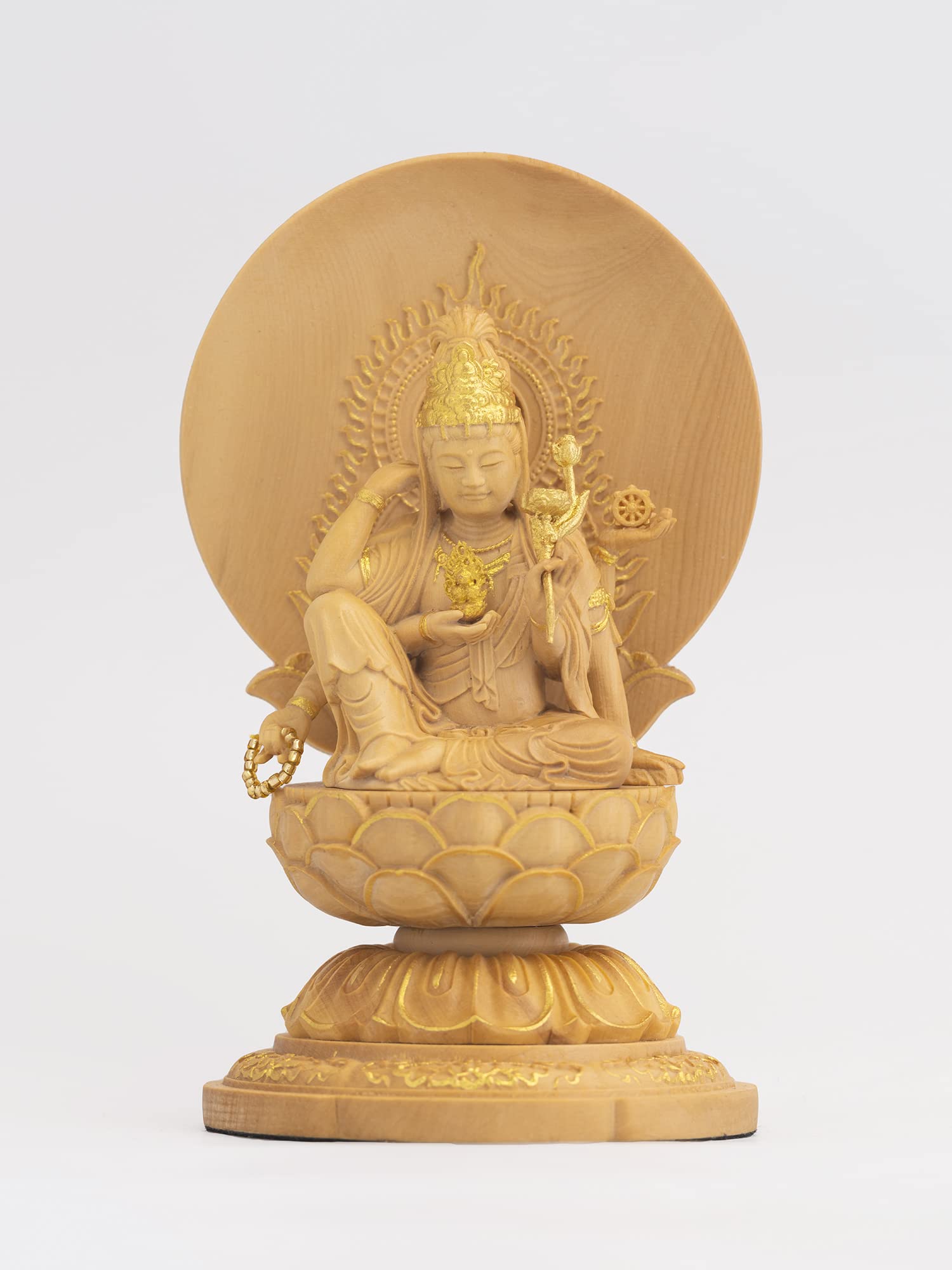 Amazon.co.jp: 極小仏 如意輪観音 10.5cm（木製：ツゲ 金泥仕上）＿