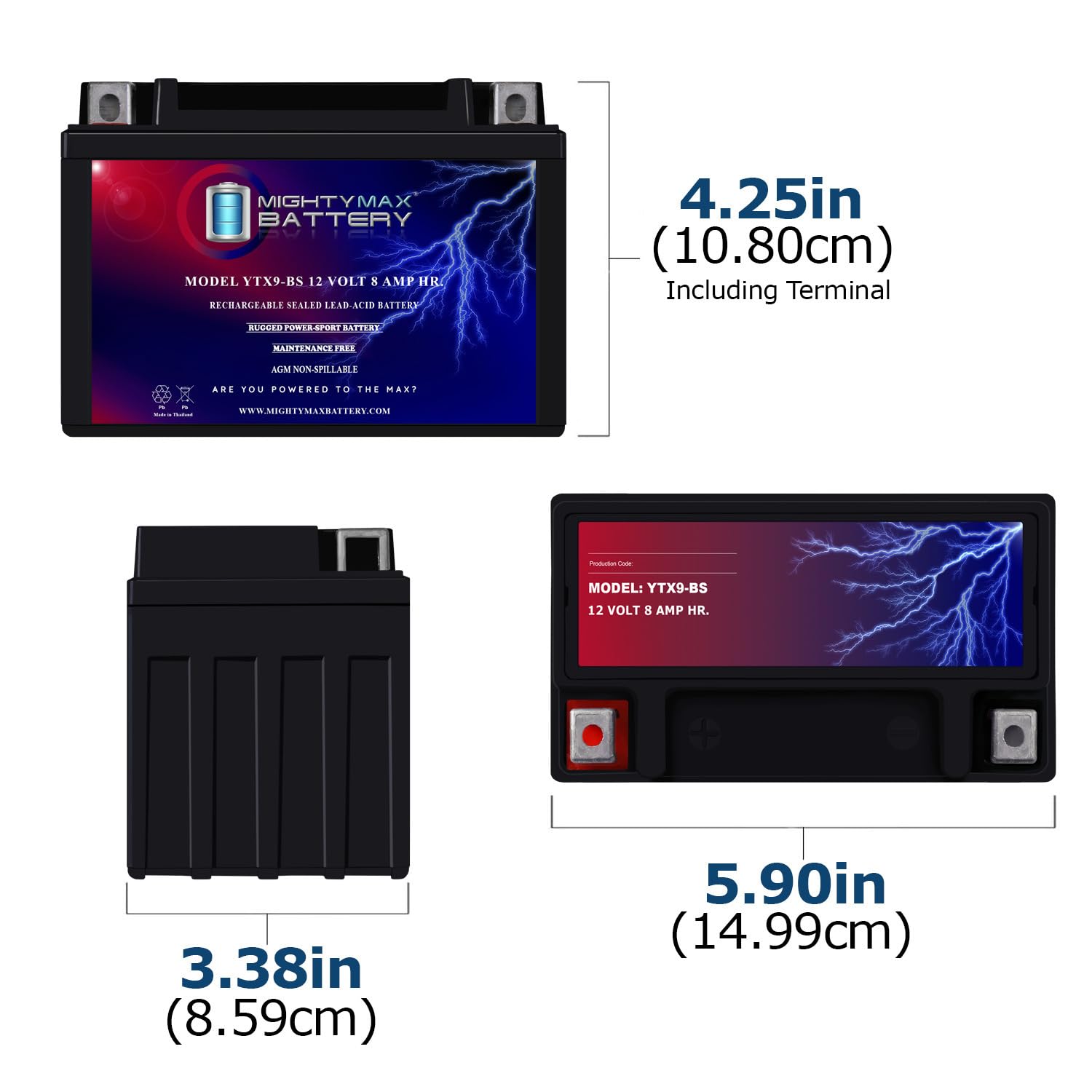 Mighty Max Battery YTX9-BS Replaces Kawasaki ZX600-FA Ninja ZX-6R