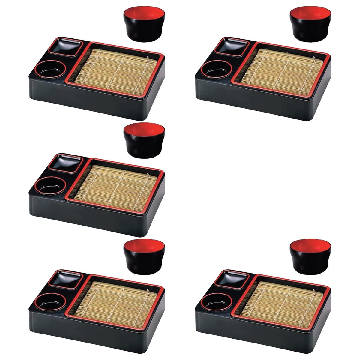 Amazon｜J-kitchens そば 器 ざるそば 5個セット 萬葉重(底板付)黒天