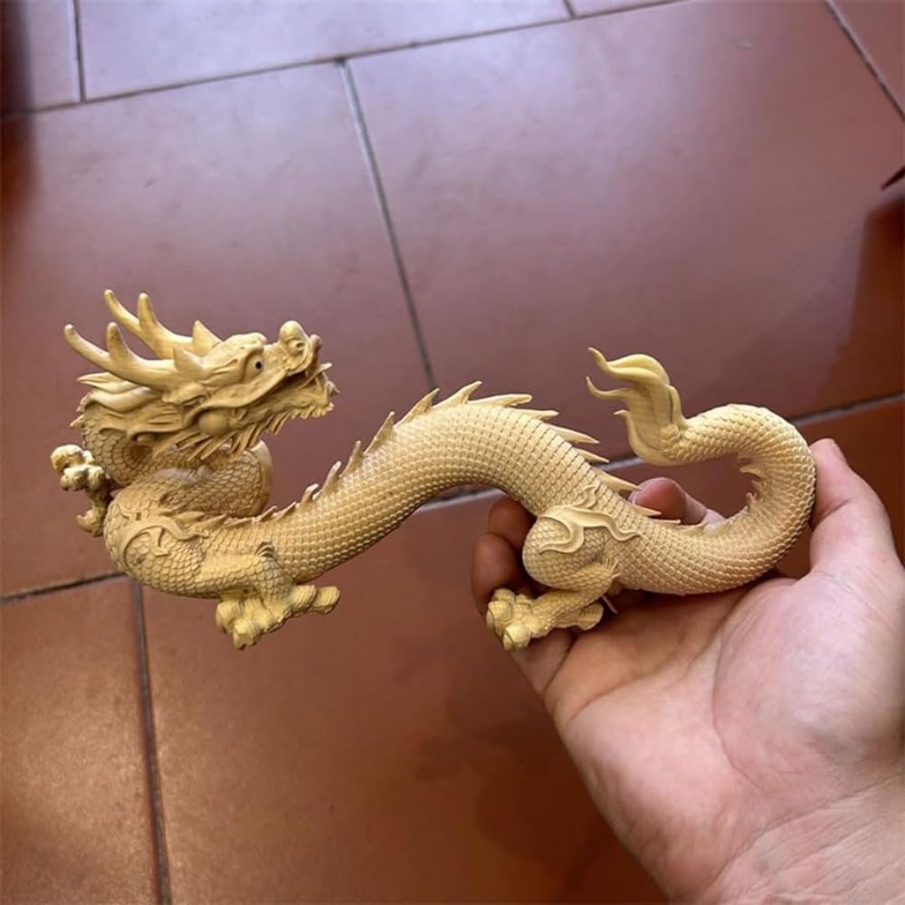 Amazon.co.jp: 木彫り 龍の置物 風水 高級天然ツゲ木彫り 招福 辰 干支