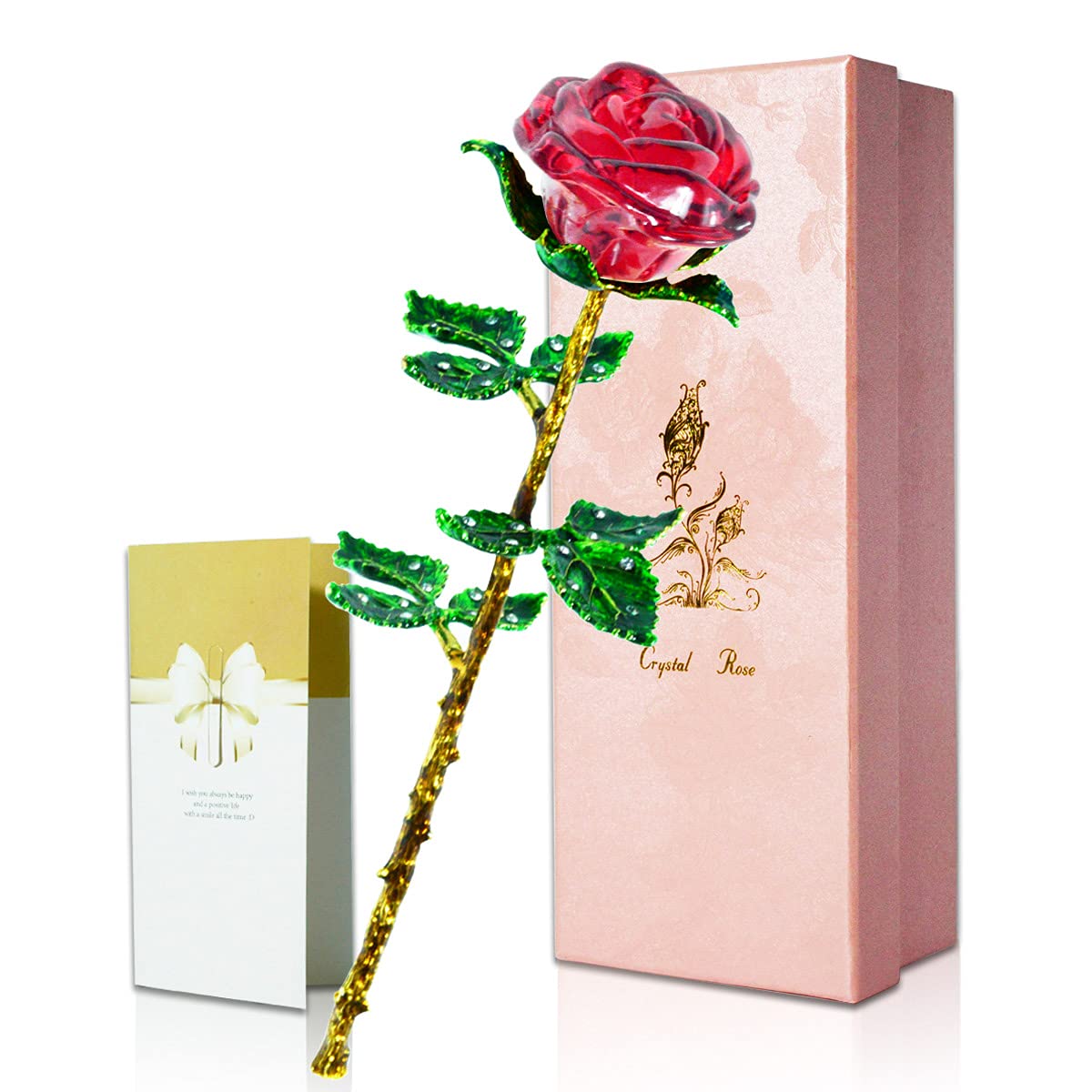 Amazon｜造花 インテリア クリスタル バラ 薔薇 一輪の花 枯れない花