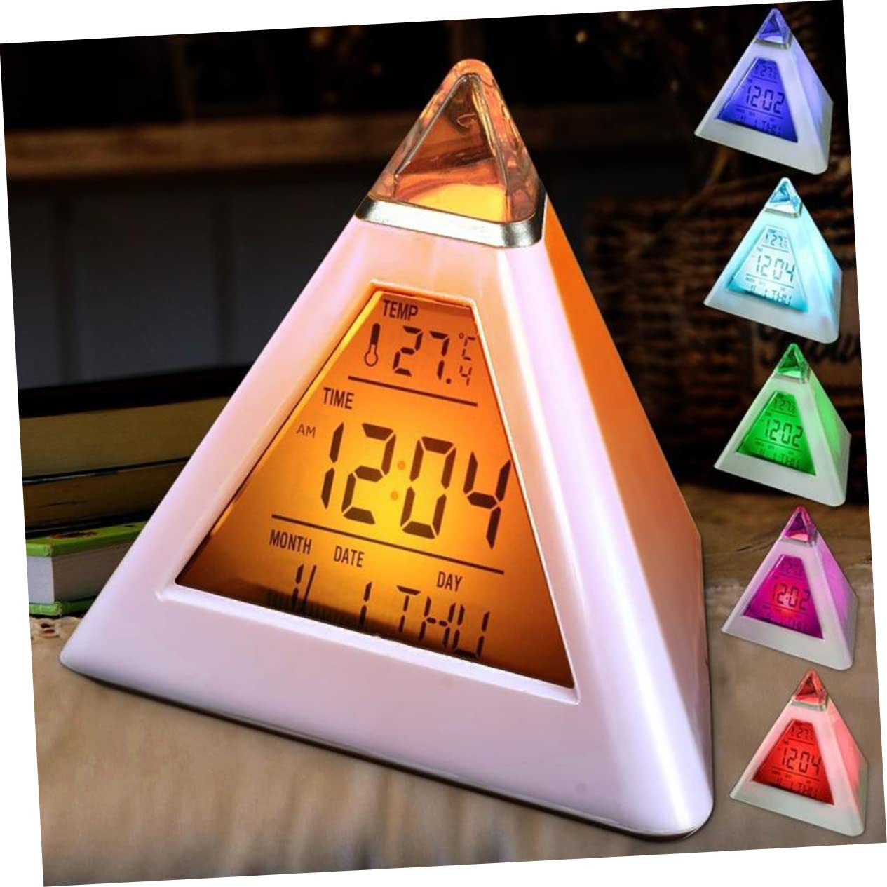 Amazon.co.jp: HOOTNEE 多機能デジタル目覚まし時計 ピラミッド時計