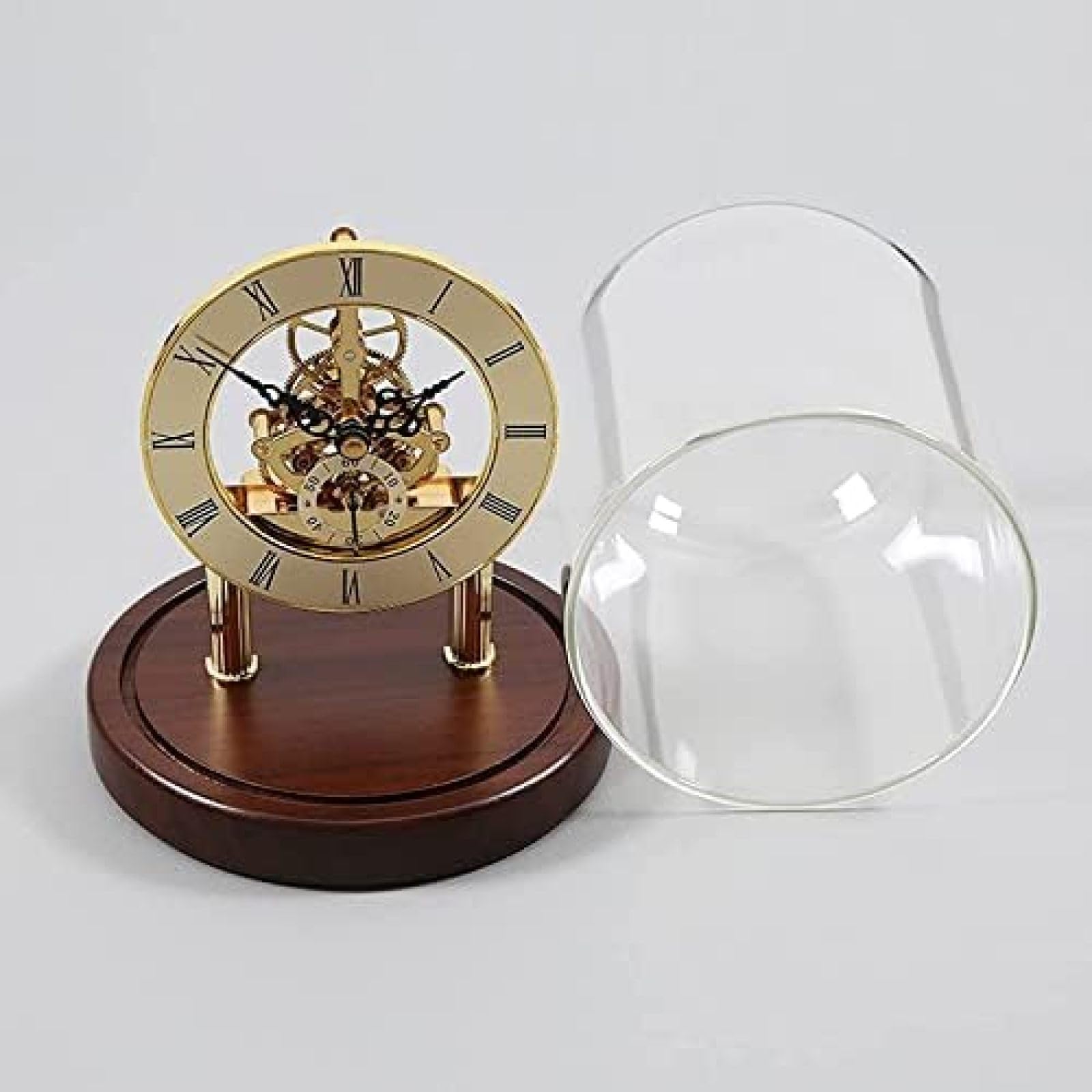 Amazon.co.jp: 置時計模造機械式置時計、透明なガラスカバー付きの