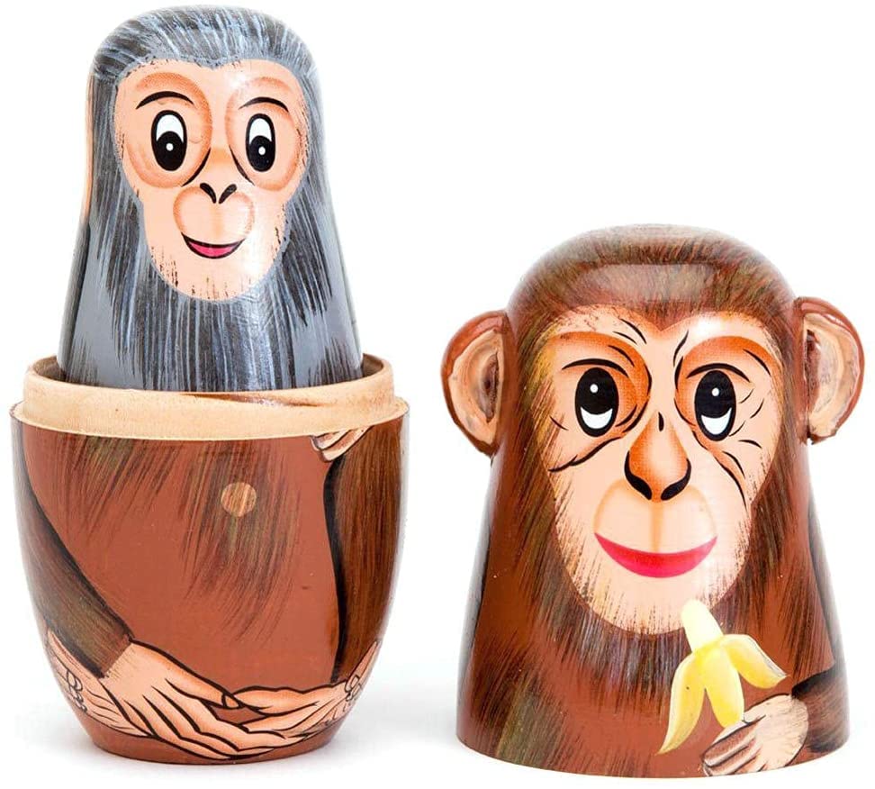 Amazon.co.jp: マトリョーシカ マトリョシカ 5個手描きの木製猿入れ子