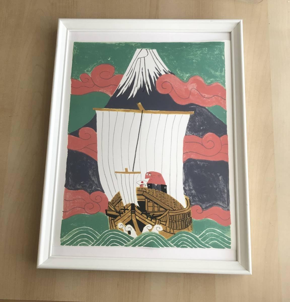 Amazon.co.jp: 額装品 柳原良平 アンクルトリス 樽廻船 富士山 A3
