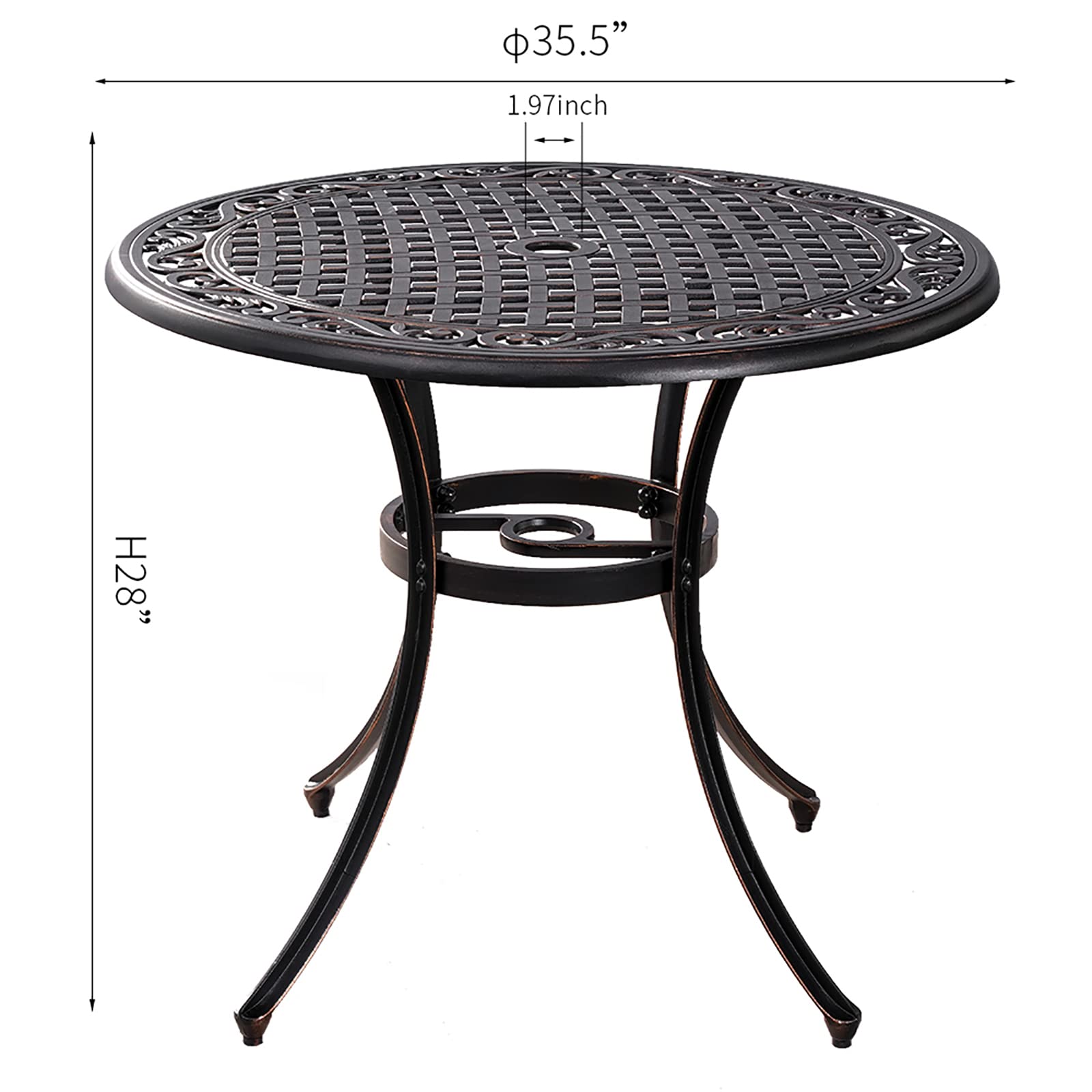 Amazon.com : Withniture 36 inch Round Patio Table Cast Aluminum