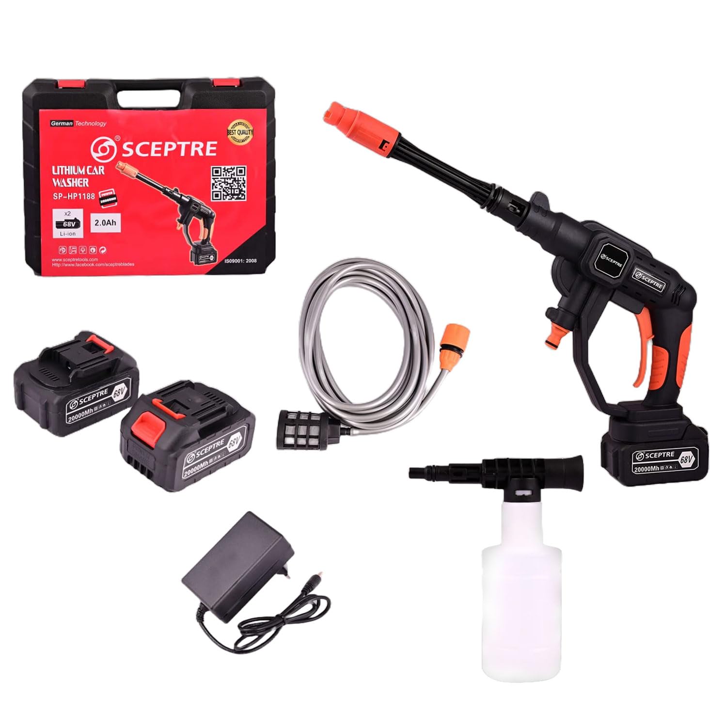 SCEPTRE SP-HP1188 68V Cordless Electric Pressure Washer with 2