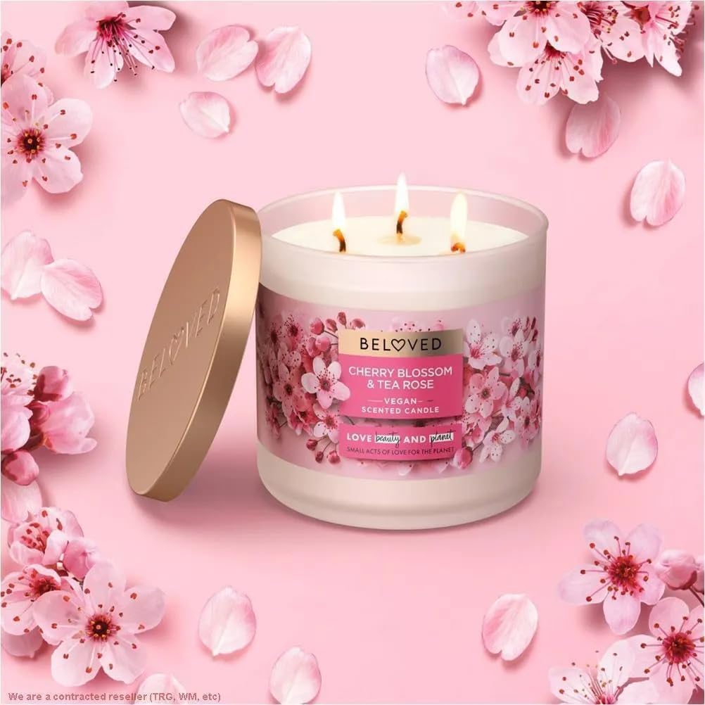 Amazon.com: Beloved Cherry Blossom and Tea Rose Candle - 15oz, Red