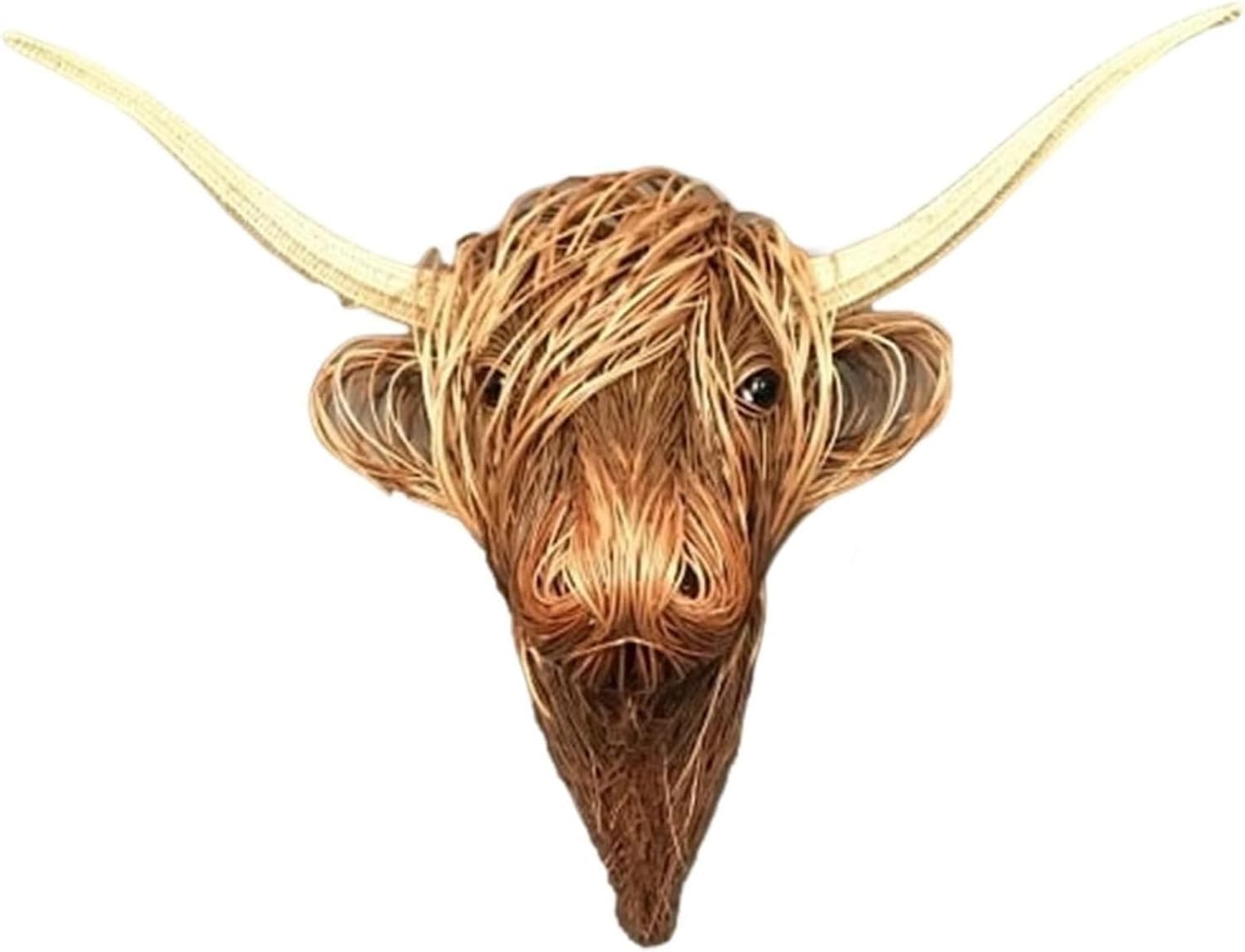 Amazon.co.jp: 樹脂製の牛の頭の飾り、動物の壁の装飾、ハイランド牛の