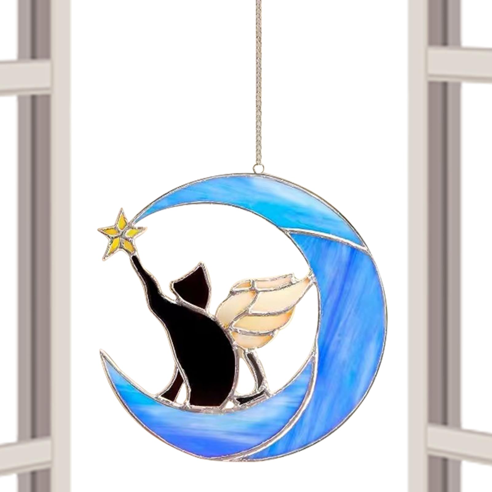 Amazon.co.jp: ステンドグラスサンキャッチャー, 猫のステンドグラス窓