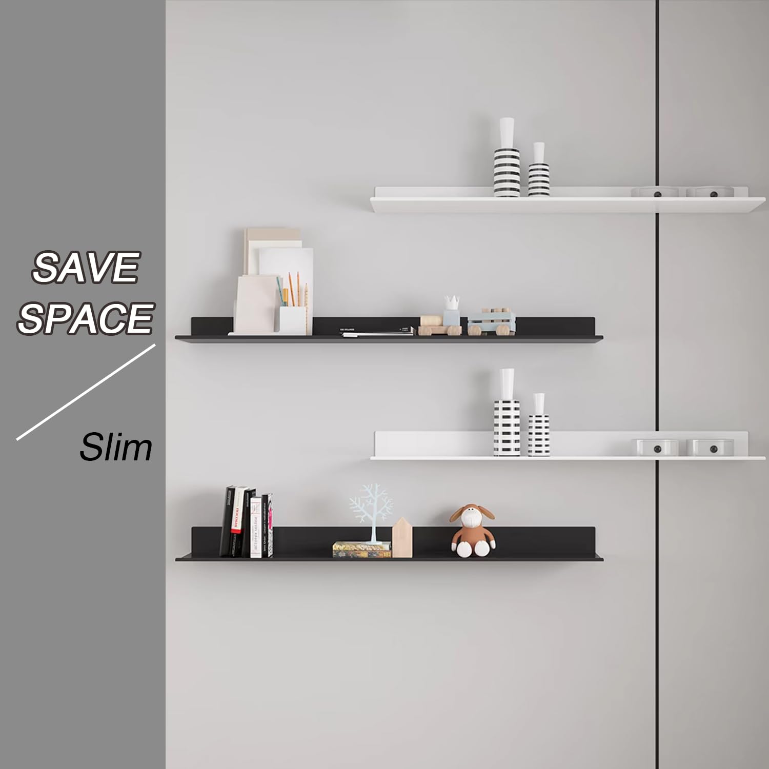 Amazon｜DHYBDZ 1個の金属製フローティングウォールシェルフ、LED