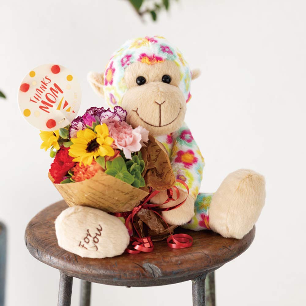 Amazon｜ヘッズ ぬいぐるみ 抱きつきアニマル 19×23×32cm カラフル 花