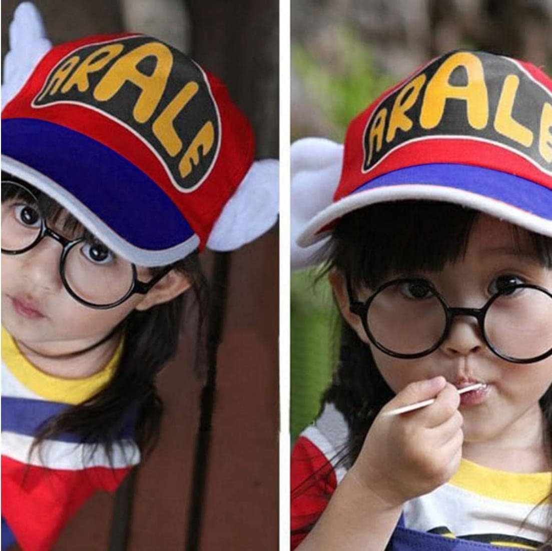 Amazon.co.jp: 帽子 アラレ アラレちゃん 赤黒 レッド 子供用 小さめ