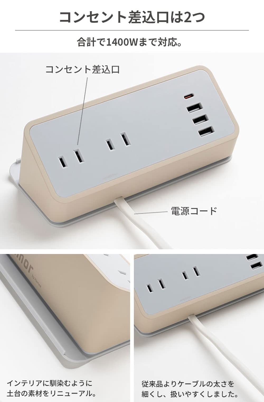 Amazon | ちいかわ humor AC&USB TAP COMPACT(頑張って)【卓上 充電