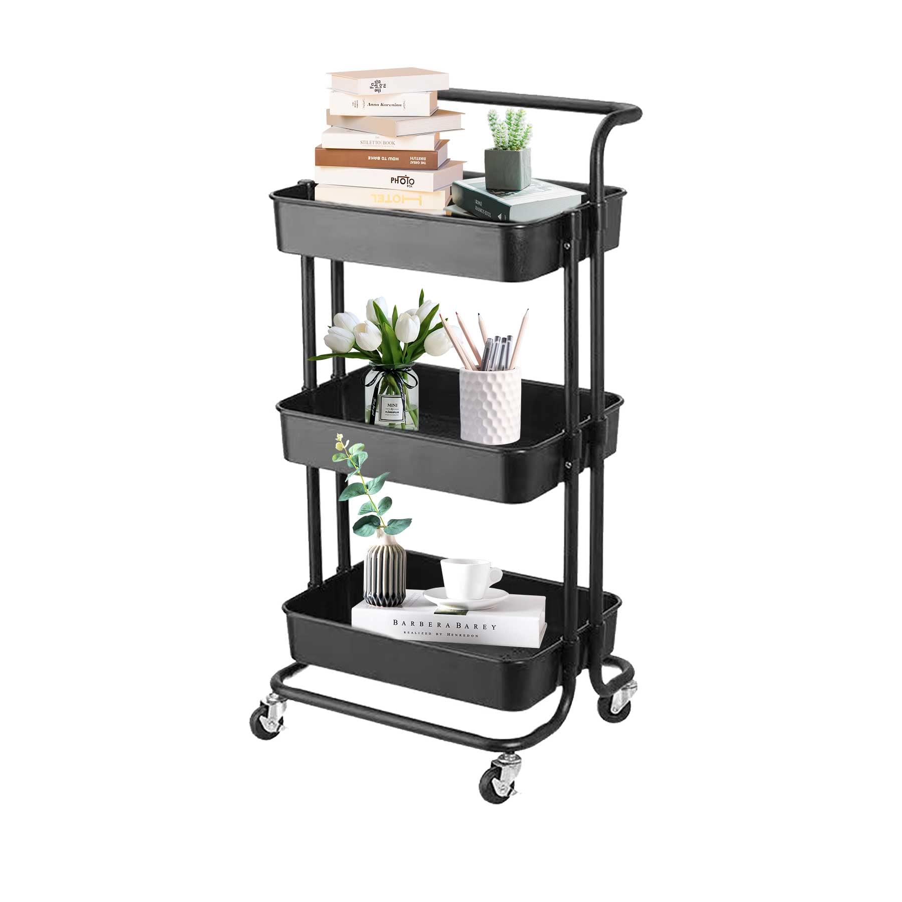 Amazon.co.jp: 収納カート キッチンワゴン キャスター付き 三段 耐荷重