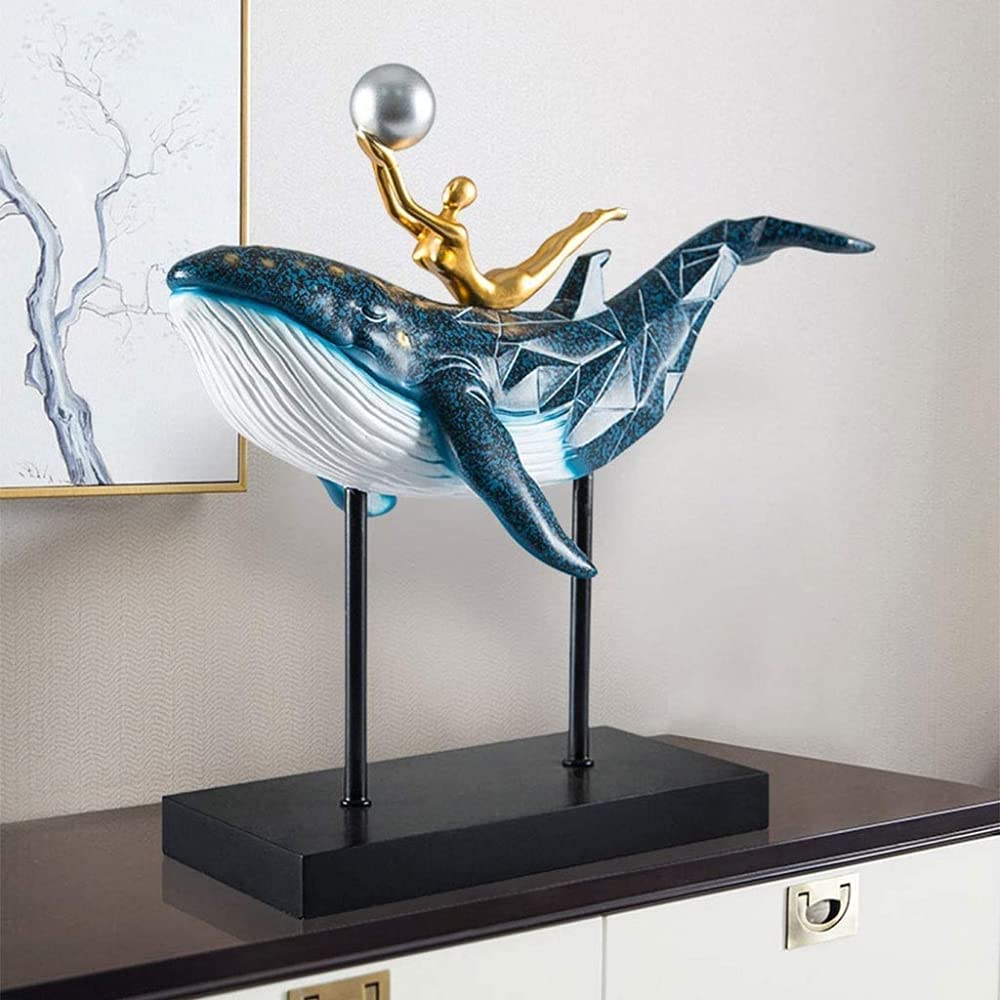Amazon.co.jp: 創造的なクジラの彫刻の彫像、家の彫像の装飾のための