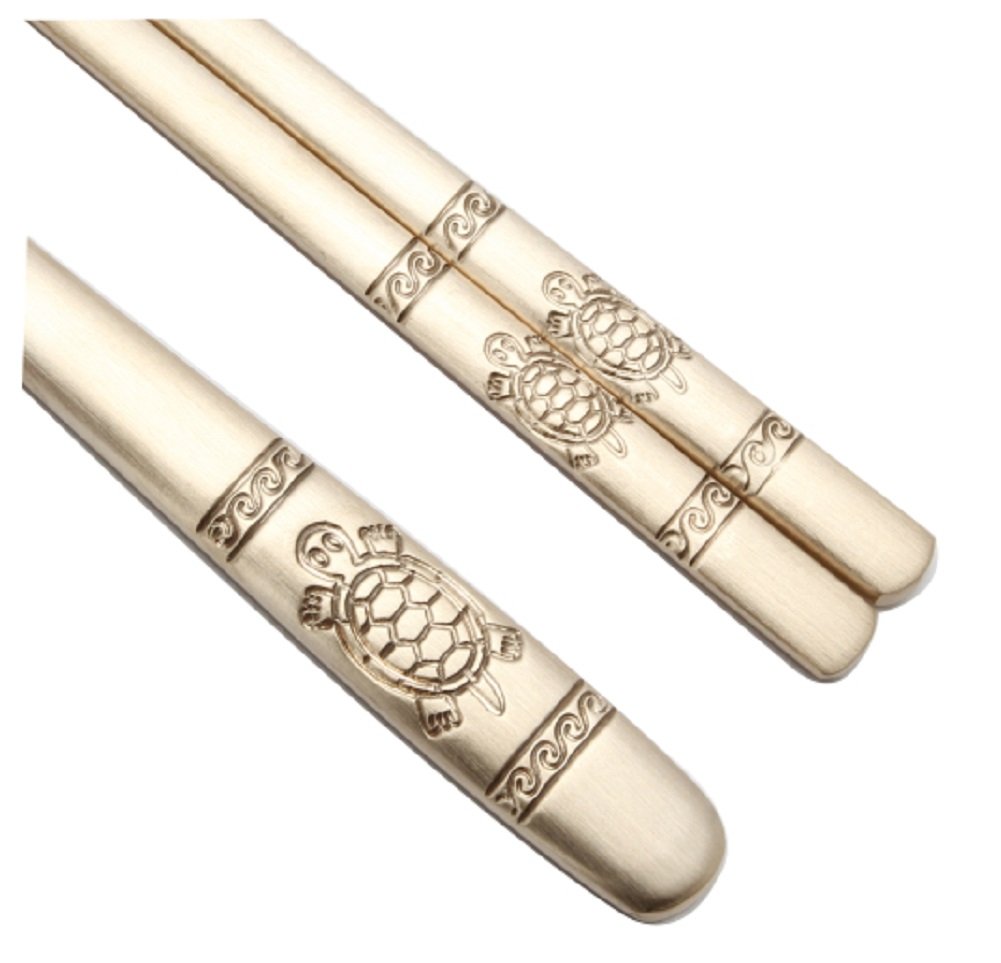 Amazon | Golden Bell 伝統的な真鍮スプーン&箸セット ライトゴールド