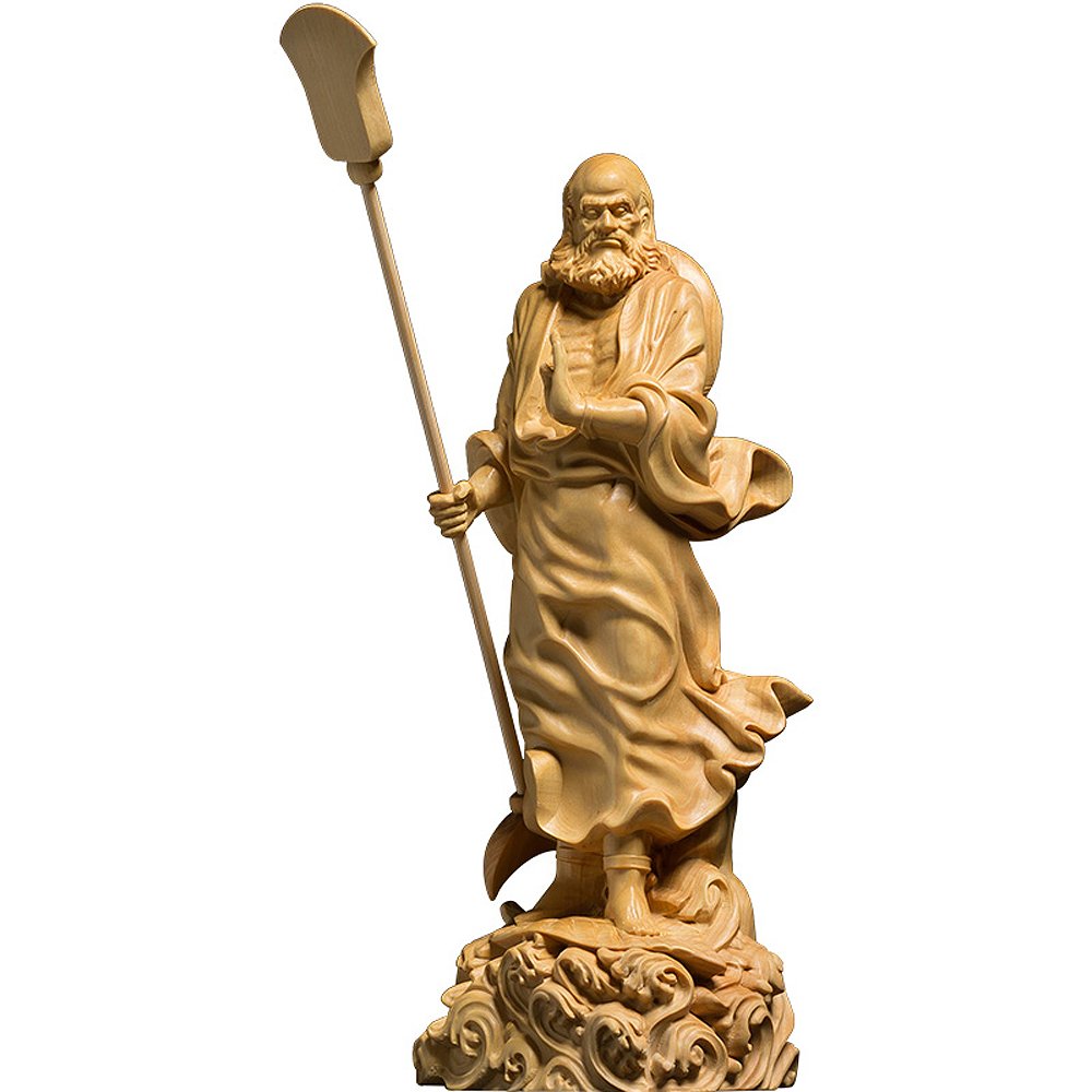 Amazon.co.jp: [華能] 達磨大師立像 高級天然ツゲ木彫り達磨像 木製