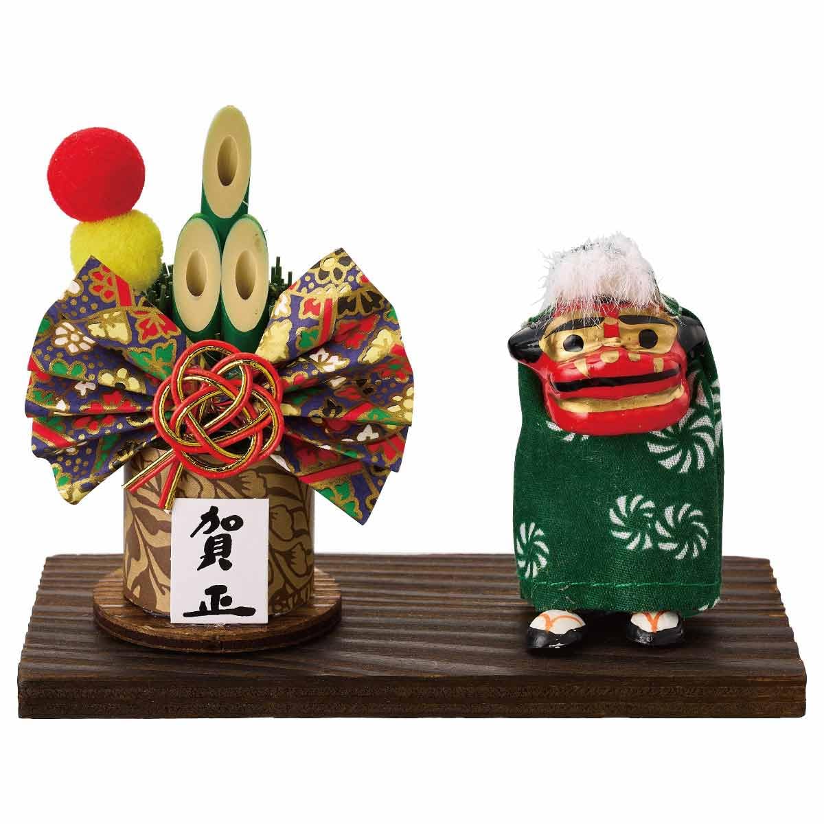 Amazon.co.jp: 正月飾り 門松・獅子舞 幅12×奥行5.5×高さ9cm 1個