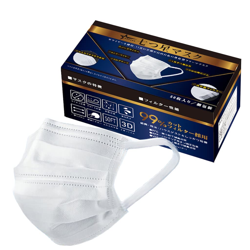 Amazon.co.jp: Wワイヤー不織布マスク50枚入り アクアバンク七つ星