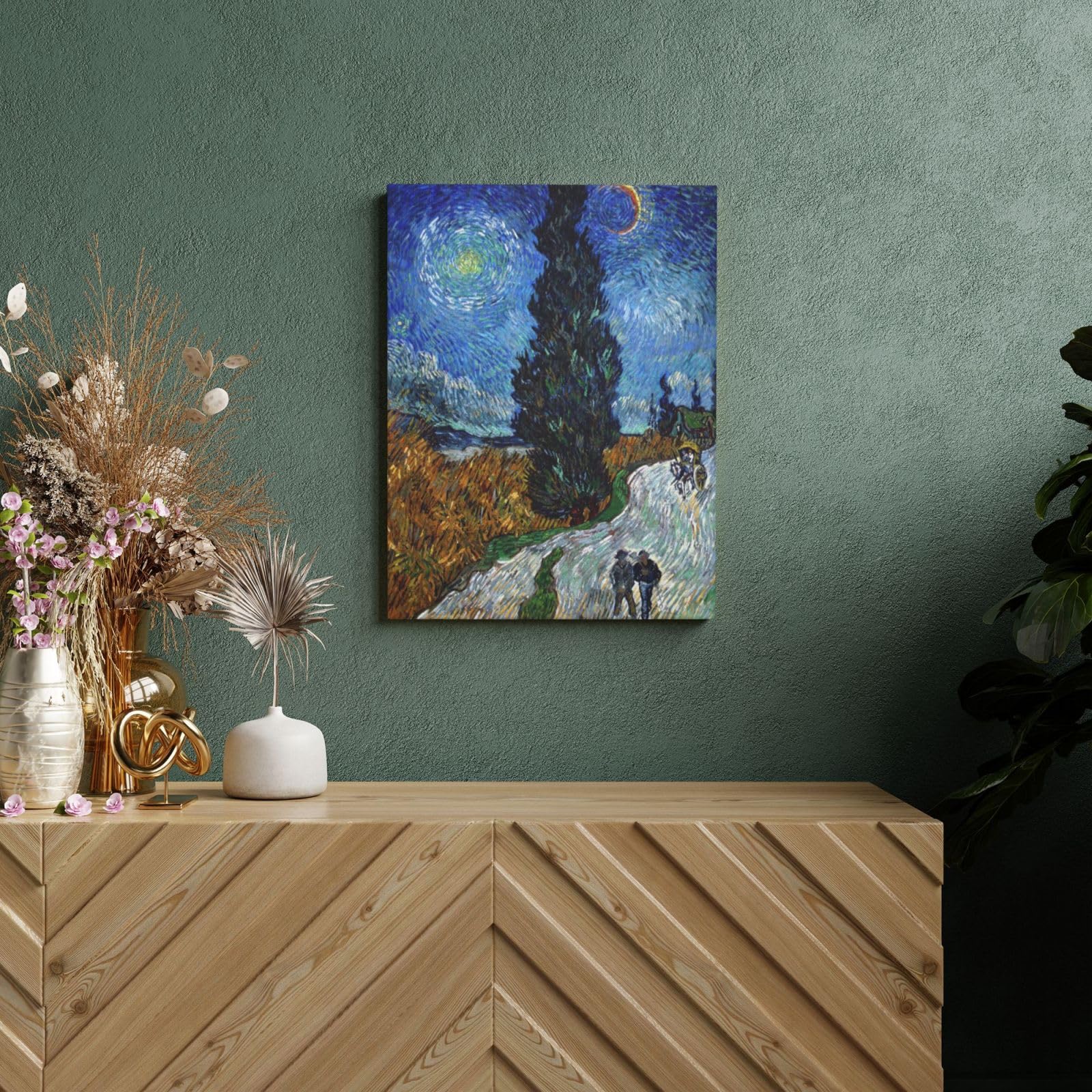 Amazon.co.jp: アートパネル ゴッホ 糸杉と星の見える道 複製 世界の