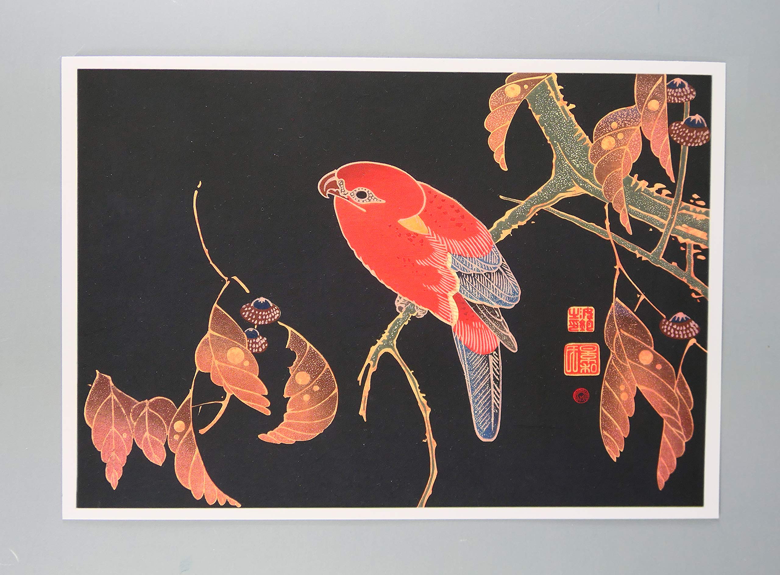 Amazon.co.jp: BiblioArt Series 伊藤若冲「櫟（くぬぎ）に鸚哥