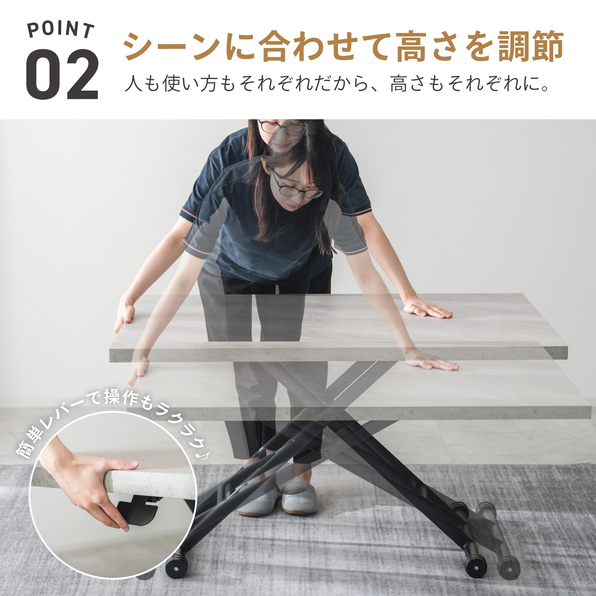 Amazon｜武田コーポレーション テーブル・昇降式・折りたたみ・ガス圧