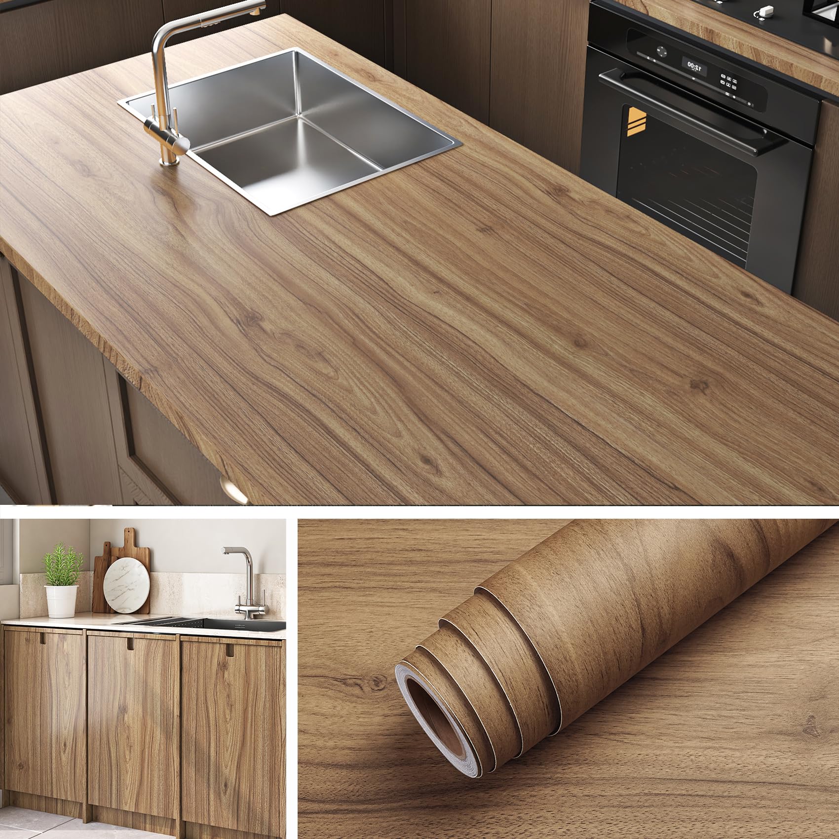 Livelynine 15.8x197 Wood Countertop Peel and Stick Waterproof