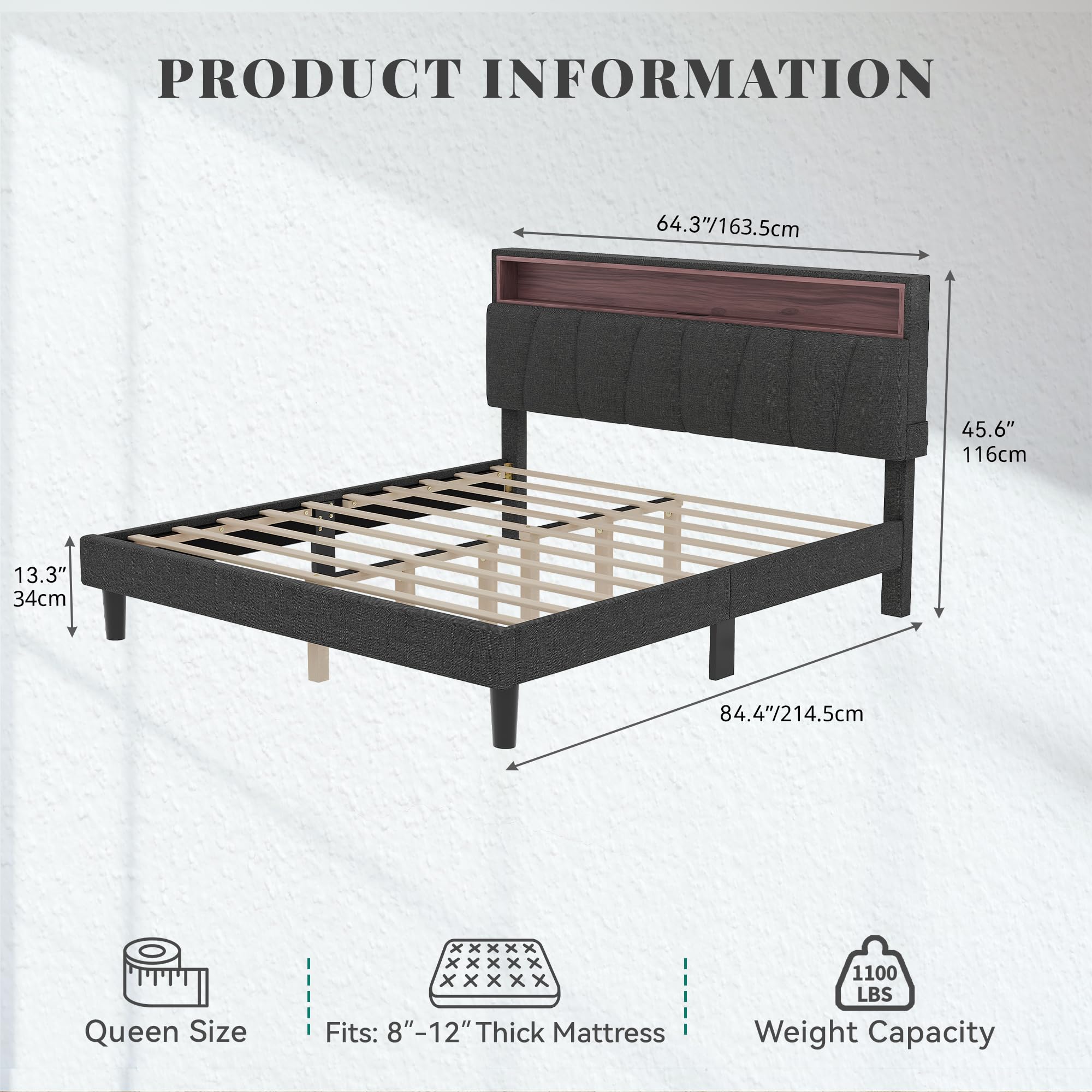 Amazon｜YITAHOME クイーンサイズ ベッドフレーム LEDベッドフレーム
