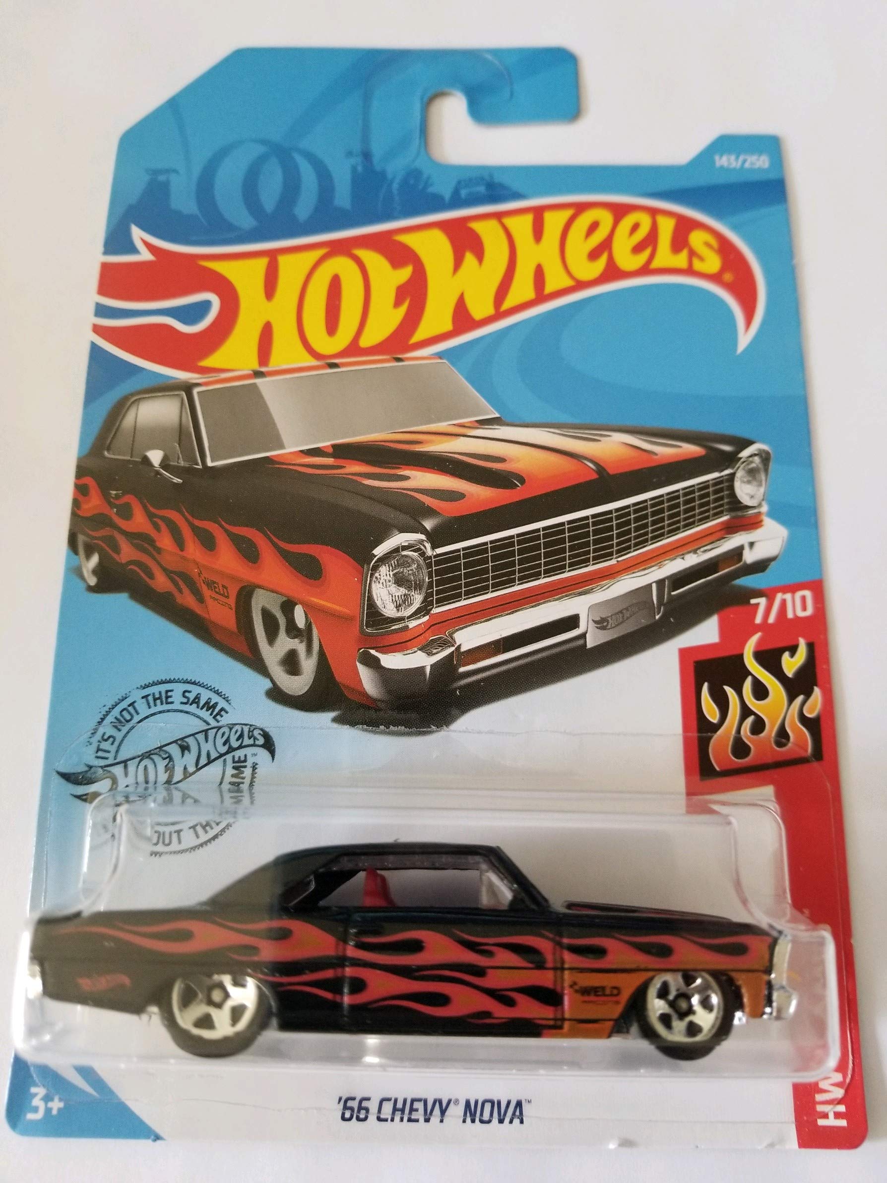 Amazon.com: Hot Wheels 2019 Hw Flames - '66 Chevy Nova, Black 143
