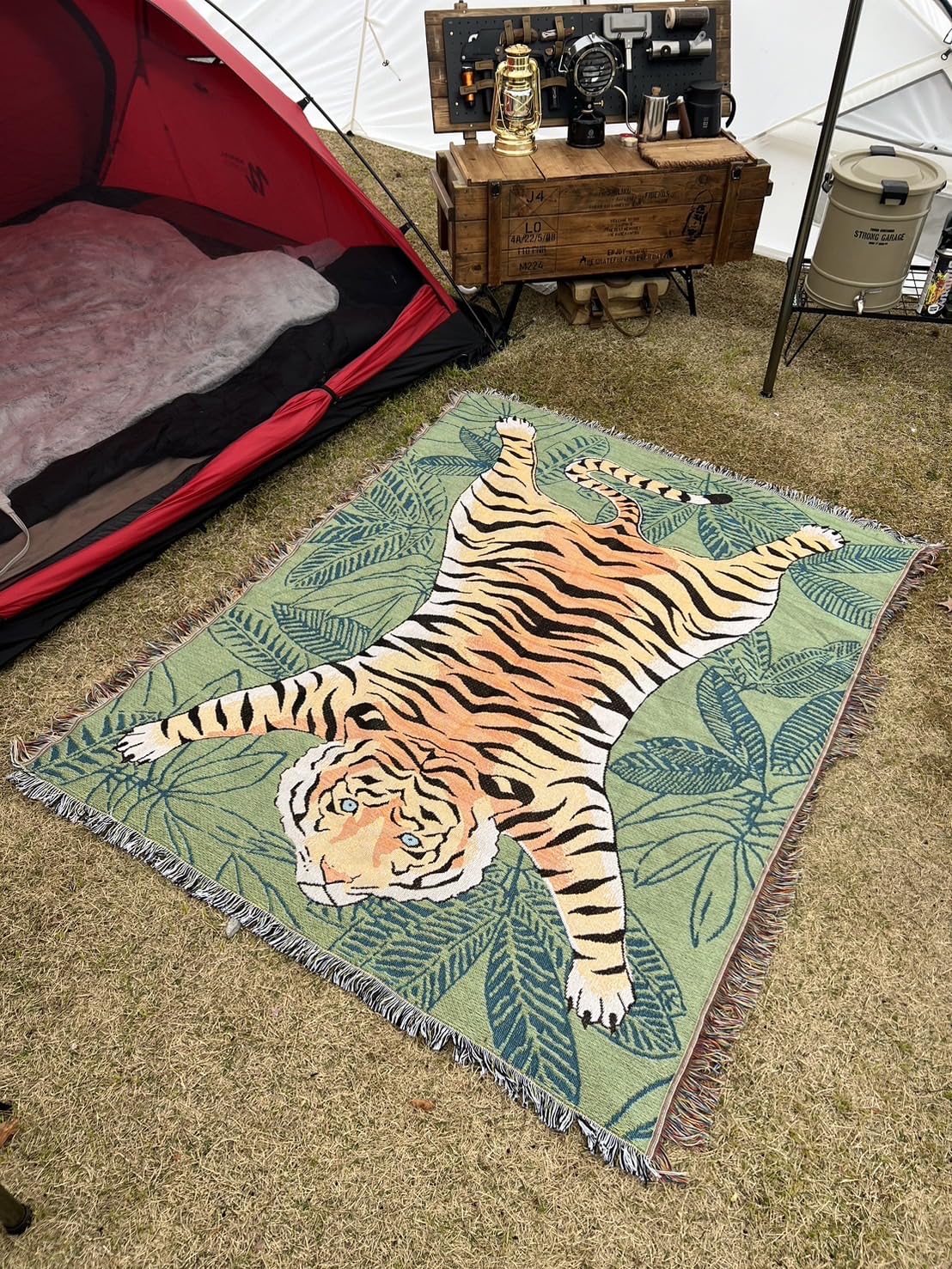 Amazon.co.jp: Peel Forest タイガー ラグマット キャンプ アウトドア